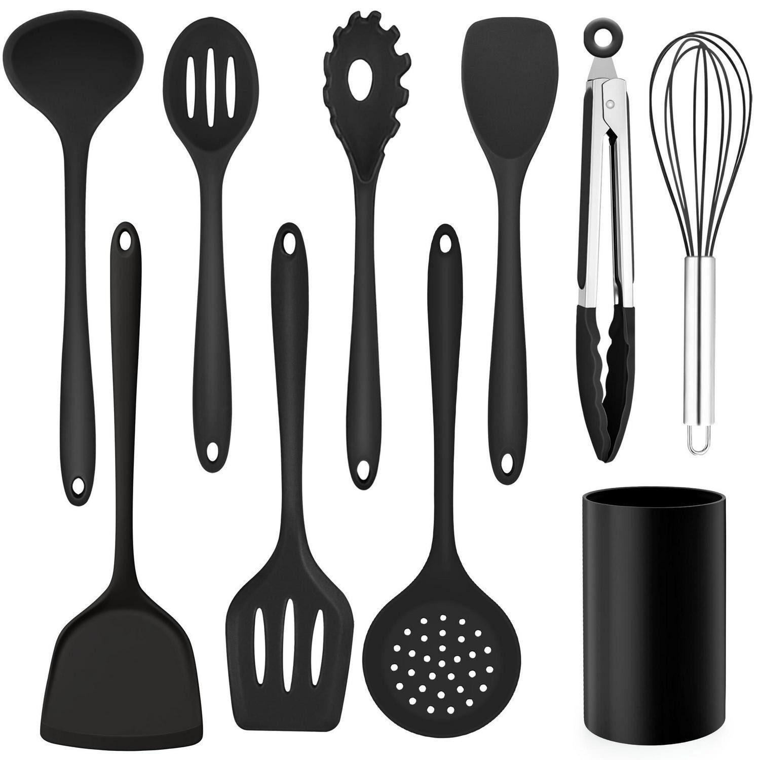 LuxusKollektion Küchenspachtel Küchenhelfer Set 10tlg Schwarz
