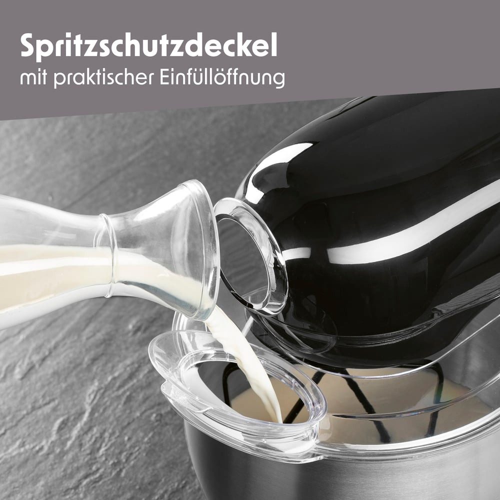 GOURMETmaxx Küchenmaschine GOURMETmaxx Küchenmaschine - Schwarz, 1000 W, inkl. Rührschüssel & Aufsätze leistungsstarker Mixer mit Schneebesen