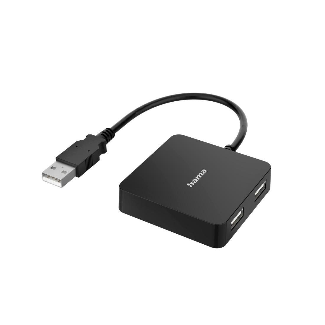 Hama USB-Adapter USB-Hub, 4 Ports, USB 2.0, 480 Mbit/s USB-Adapter USB zu USB 2.0, 15 cm
