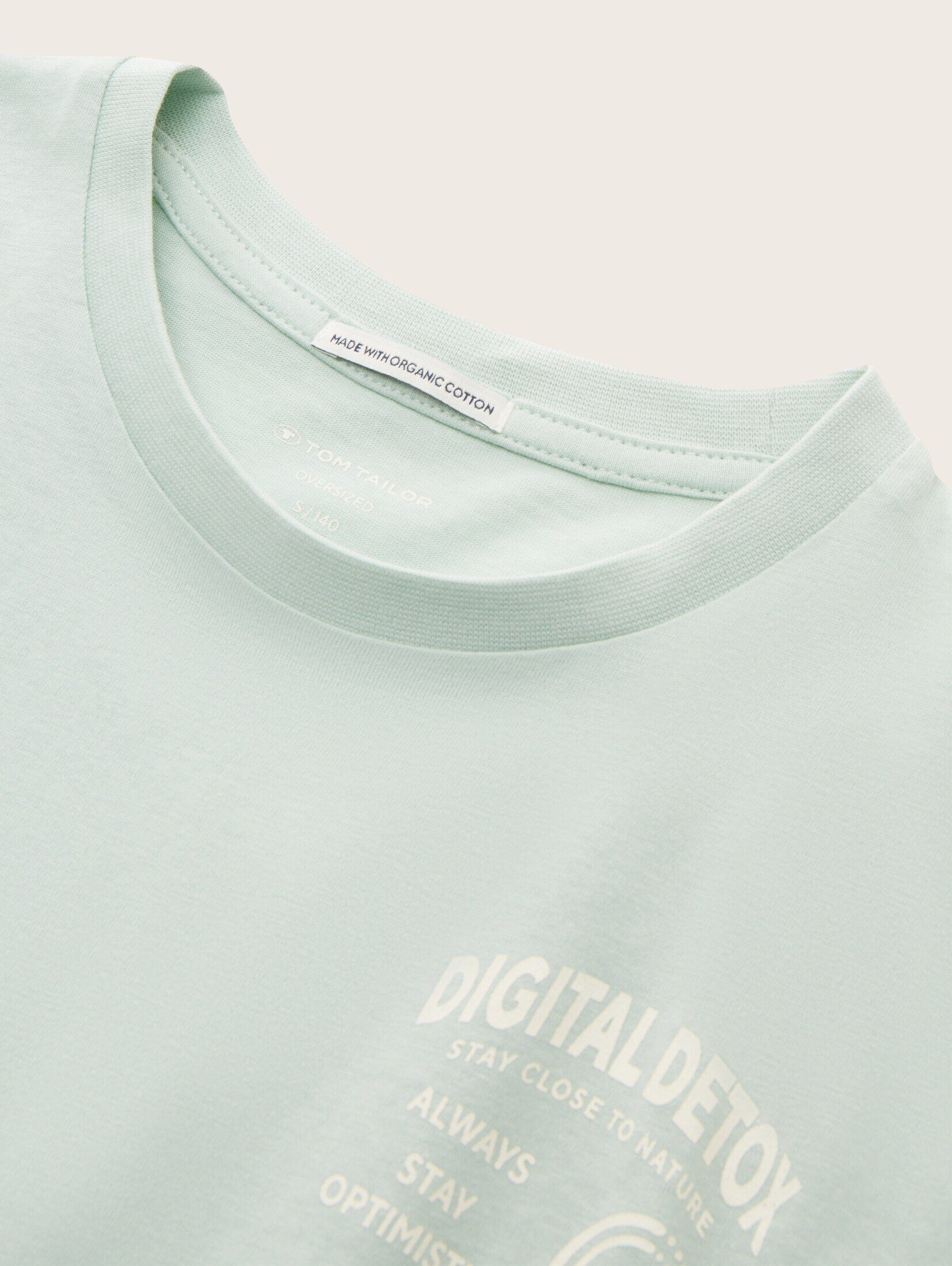 TOM TAILOR T-Shirt T-Shirt Vintage mit Mint Textprint