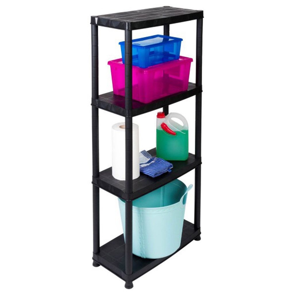 Kreher Standregal 'Primo' mit 4 Böden aus Kunststoff in Schwarz, 1-tlg. günstig online kaufen