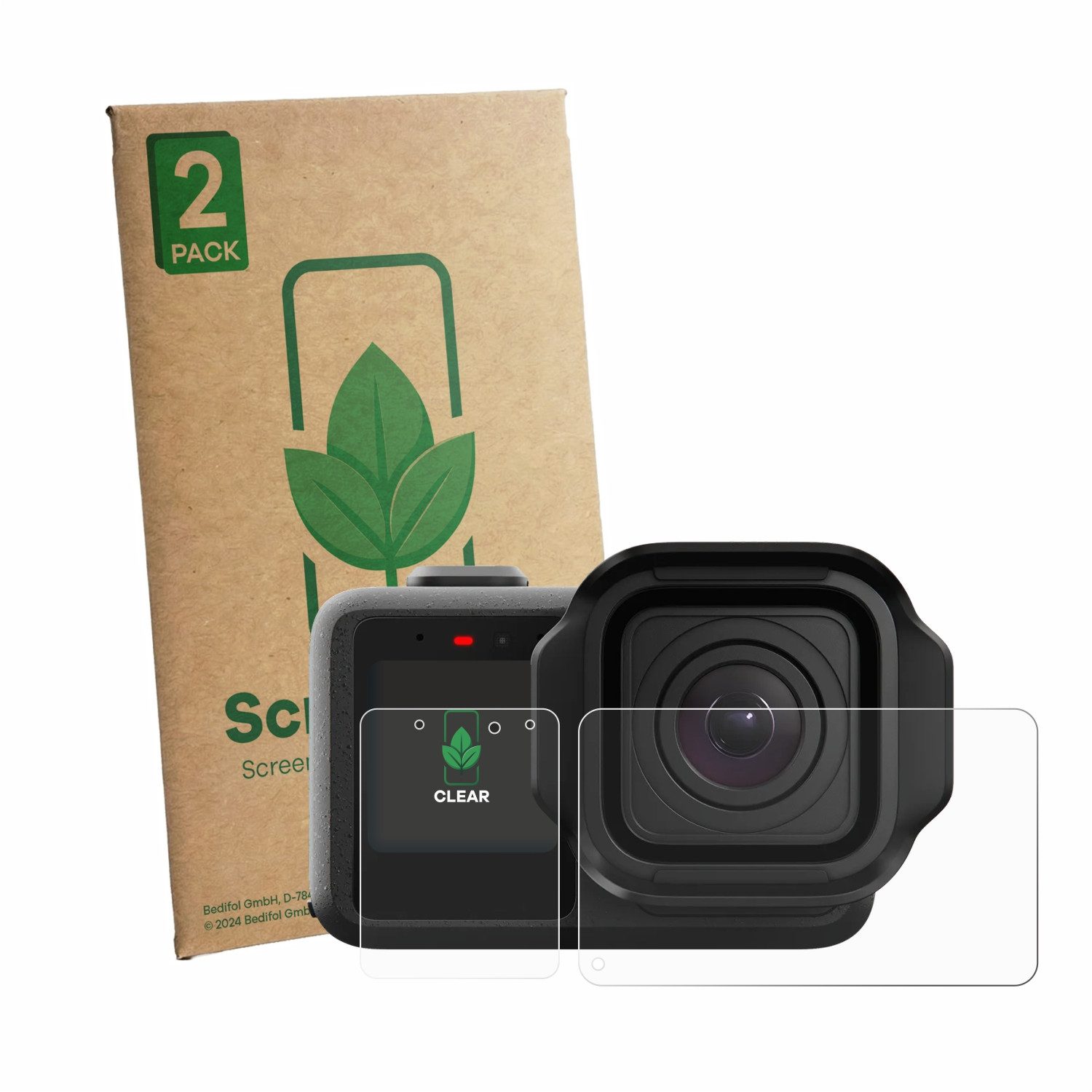 ScreenLeaf Displayschutzfolie Schutzfolie für GoPro Mission 1 Pro, 2 Stück, Displayschutz Schutz Folie Klar Transparent