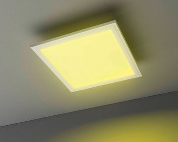 casa NOVA LED Deckenleuchte COLORES, 1-flammig, 30 x 30 cm, Weiß, Kunststoff, Anpassung der Farbtemperatur, Dimmfunktion, Memoryfunktion, RGB-Farbwechsel, LED fest integriert, Warmweiß, Tageslichtweiß, Neutralweiß, LED Deckenlampe, Smart-Home-fähig, mit Fernbedienung