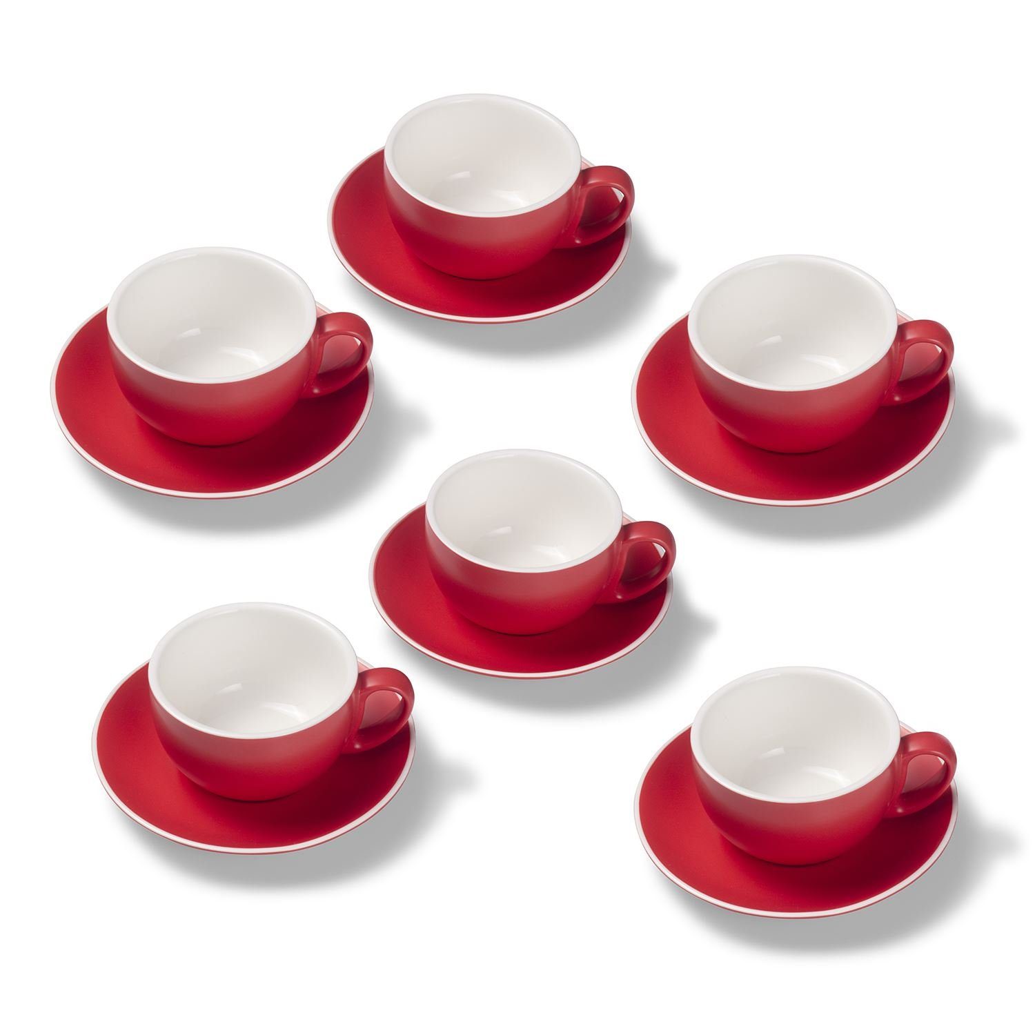 Home Home Tasse Terra Terra Milchkaffeetassen-Set, matt, Porzellan Rot 6er