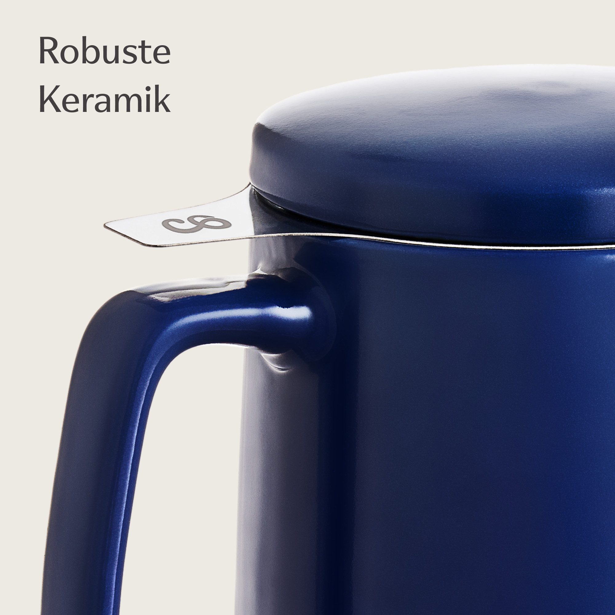 Cosumy Teeglas Teetasse mit Sieb und Deckel - Keramik Dunkelblau - Hält Lange warm, 1-tlg., Keramik, Hält Lange warm - 500 ml XXL Groß - Spülmaschinenfest – Bild 4 von 5
