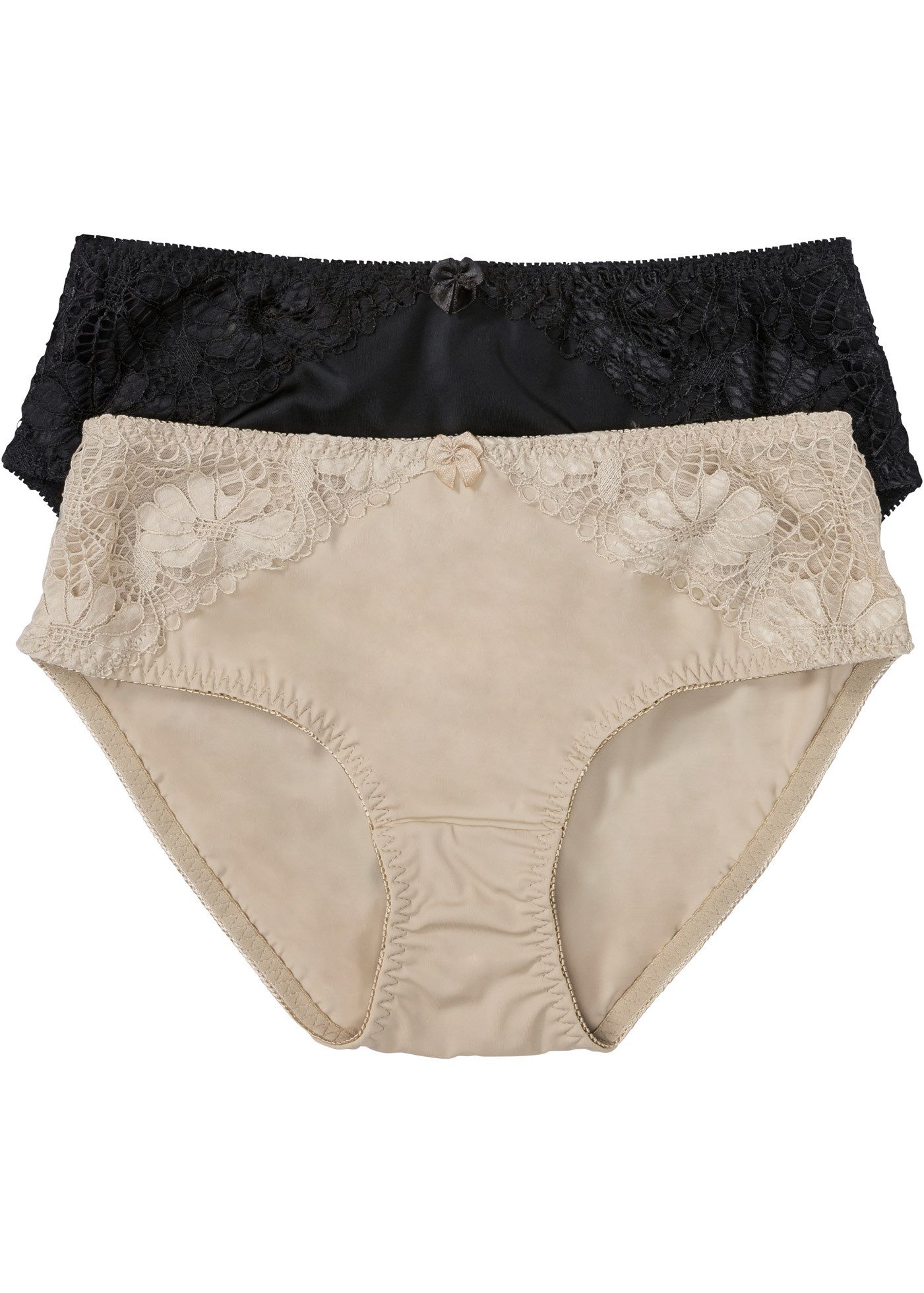 bonprix Maxislip (Packung, 2-St) über die Hüfte geführt, mit floraler Spitze auf der Vorderseite