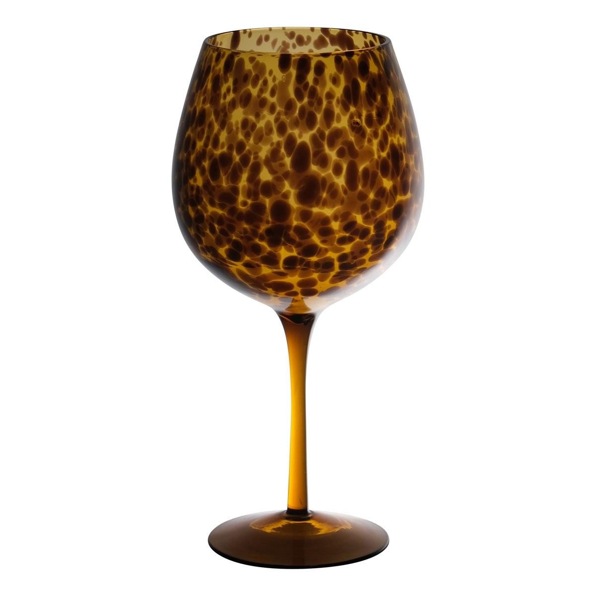INNA-Glas Weinglas Glas RUSSELL, Leopardenmuster, braun-klar, 23,5cm, Ø9,5cm, Glas