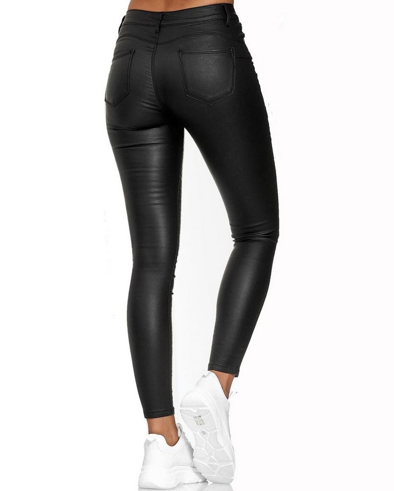 NEWPLAY Lederimitathose Leder Hose Imitat Push Up Skinny Coated Denim Pants  2871 in Schwarz