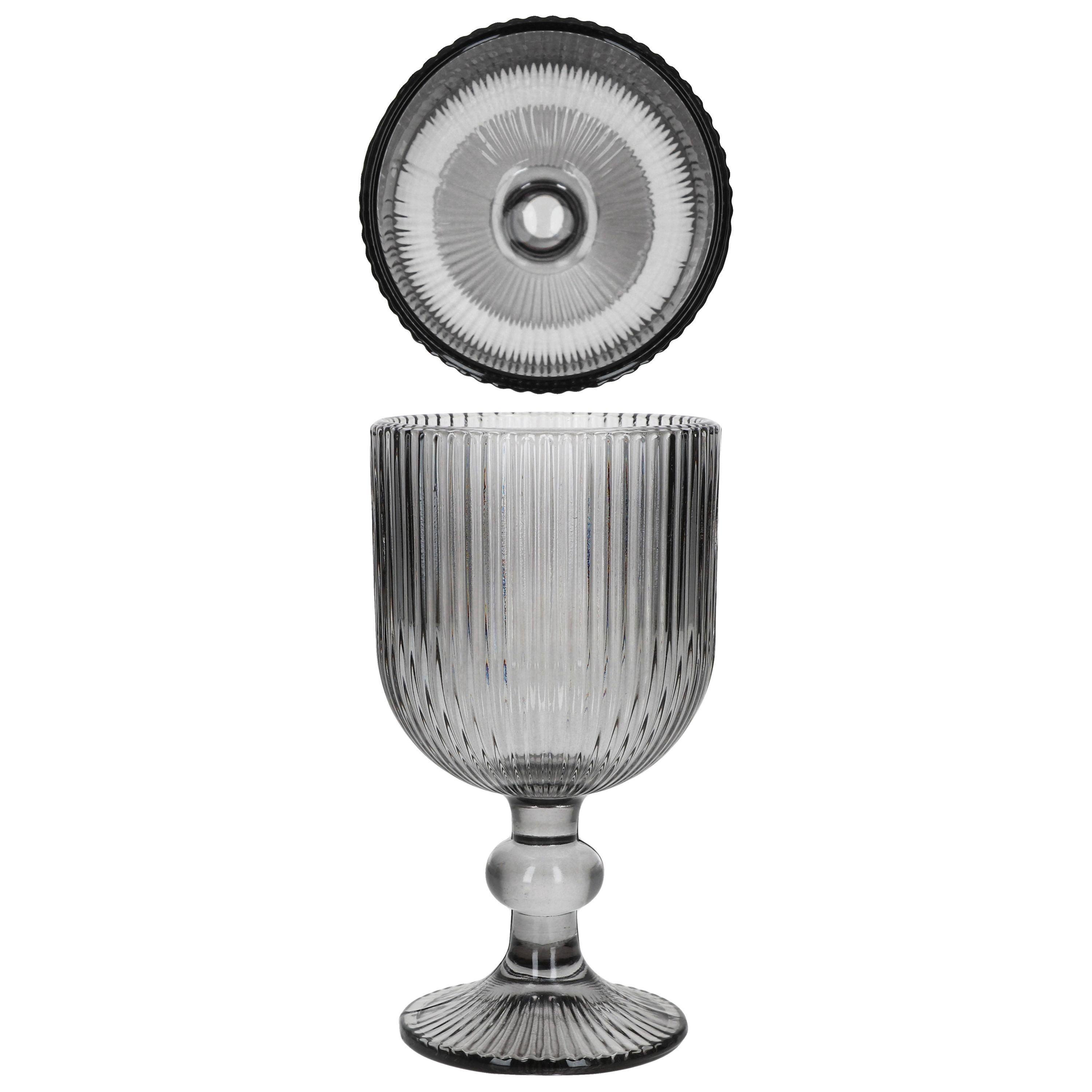 MamboCat Weinglas Agata 6x Weingläser grau 240ml Glas Relief Weißwein-Kelch Rotwein, Glas – Bild 4 von 5