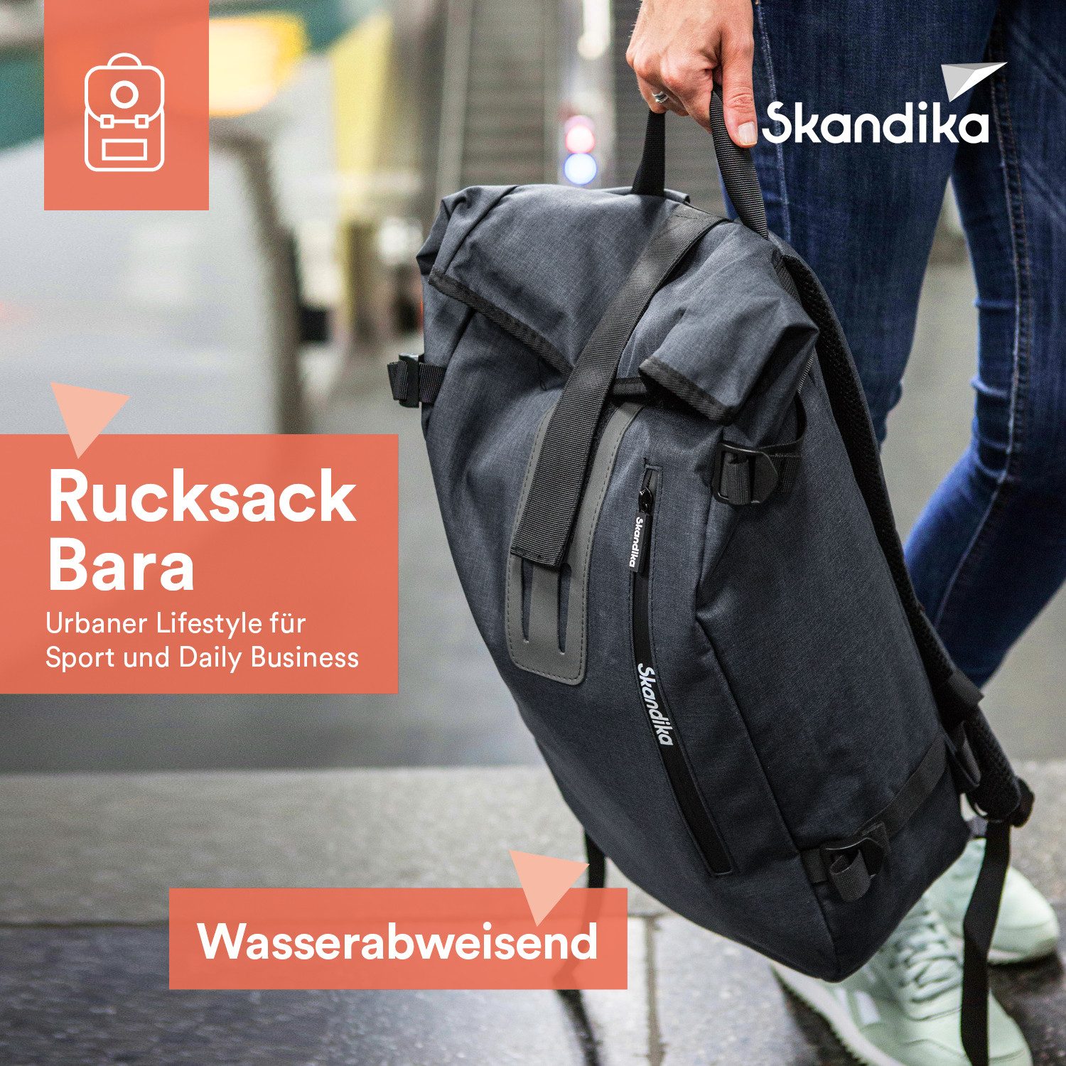 Skandika Rucksack Bara 20 Liter, Laptoptasche Reisetasche Uni, Urban Style Design, Tagesrucksack, Organizer, wasserabweisend, für Damen, Herren, Schule