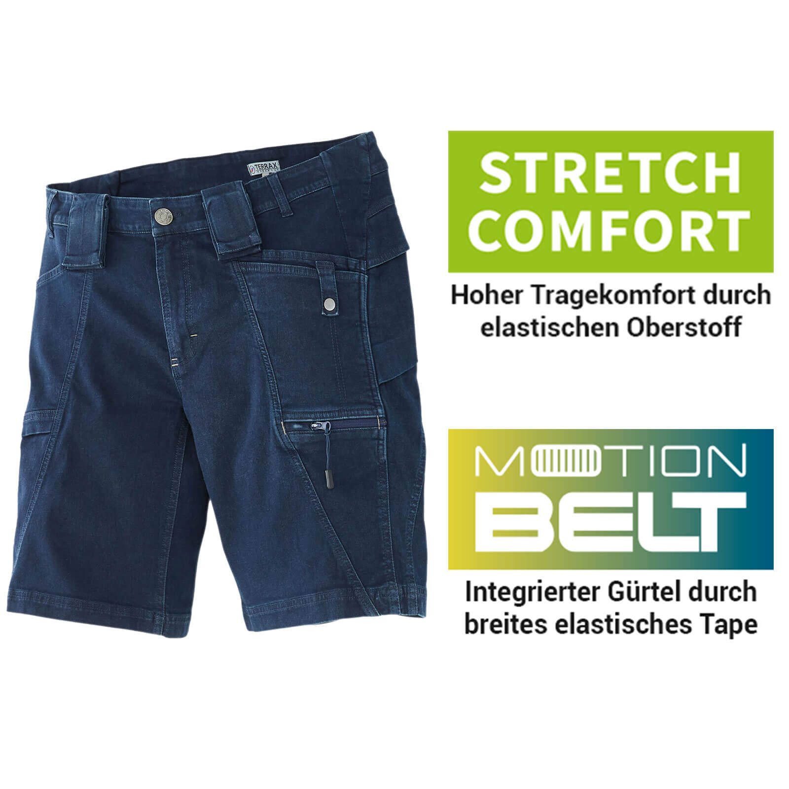 Terrax Workwear Arbeitsshorts Herren Denim-arbeitsshorts Herren Denim-Arbeitshose Jeans-Look in sportlich schmaler Passform