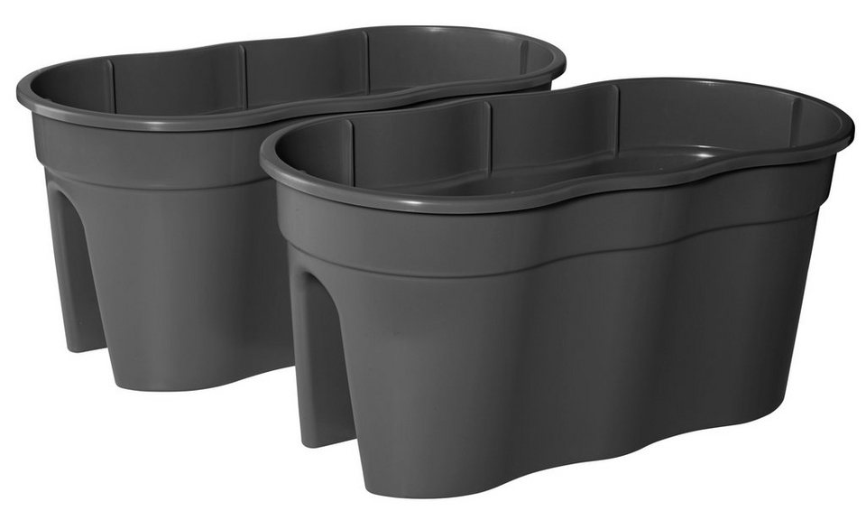 KHW Balkonkasten Flowerclip XXL (Set, 2 St), BxTxH: 57,5x27,7x27 cm, Passt  auf jede Balustrade/Geländer mit einem max. Ø von 6 cm