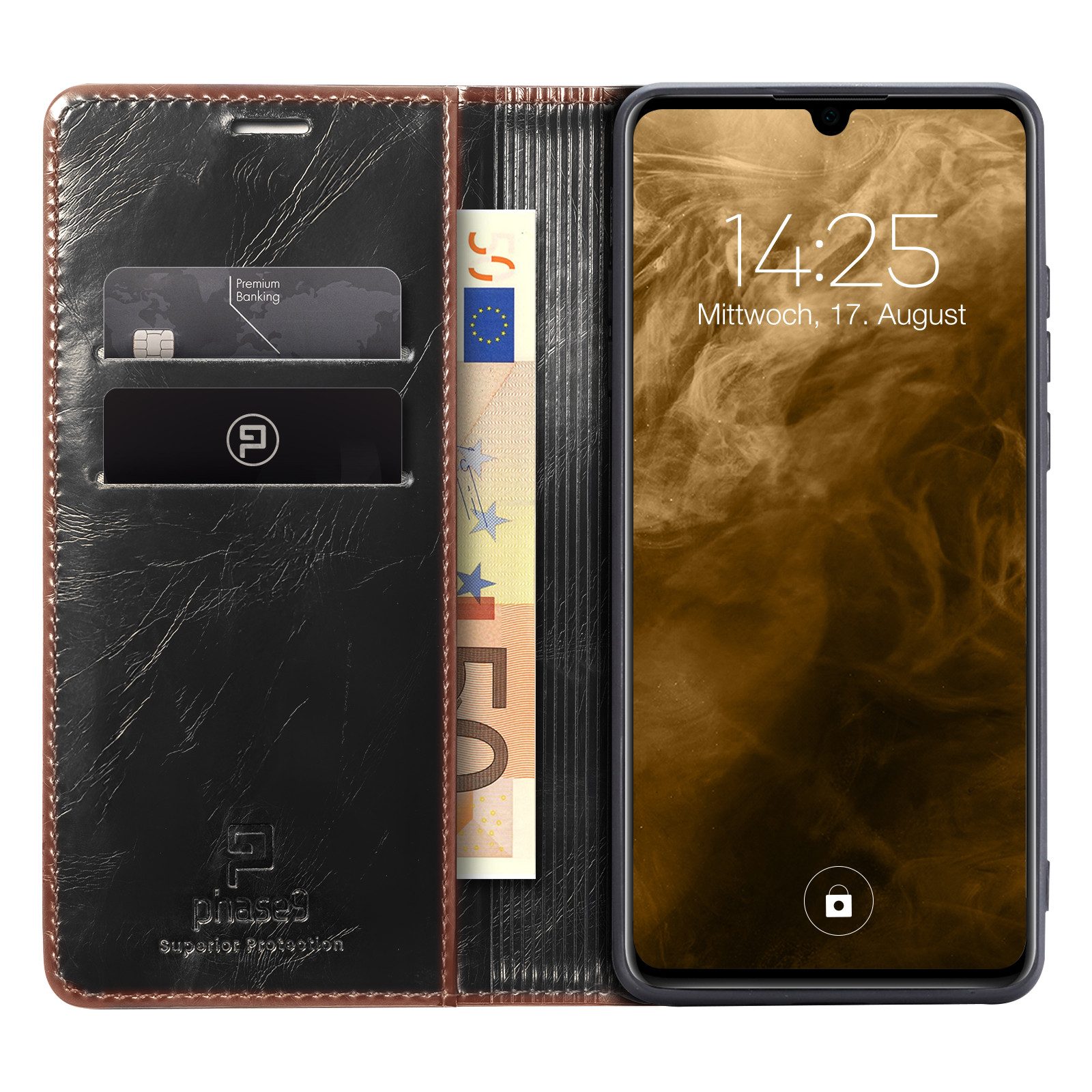 Tec-Expert Handyhülle Tasche Hülle für Samsung Galaxy A50 & A50s 6.4 Zoll, 6.4, Cover Klapphülle Case mit Kartenfach RFID Schutz aufstellbar