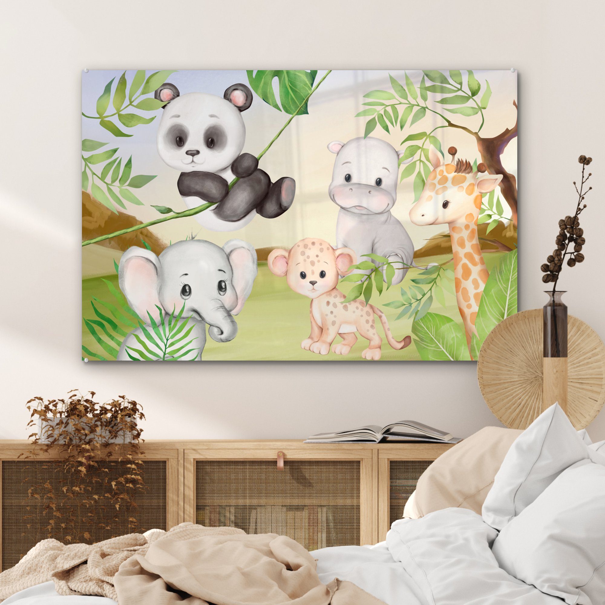 Acrylglasbild Panda, - Dschungeltiere St), (1 - Kinder Acrylglasbilder & Schlafzimmer MuchoWow Wohnzimmer
