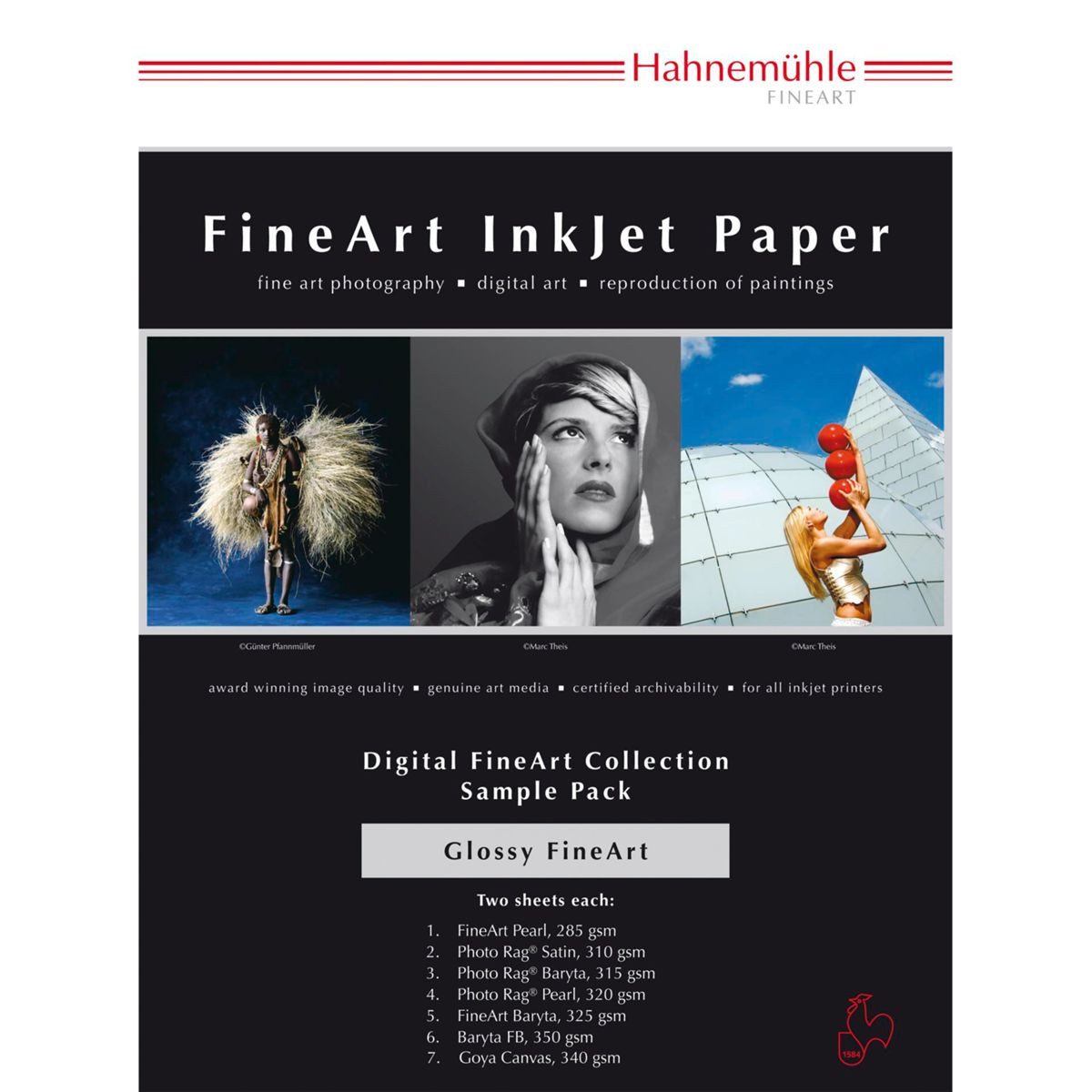 Hahnemühle Druckerpapier Digital FineArt A 4 Testpack glänzende Papiere