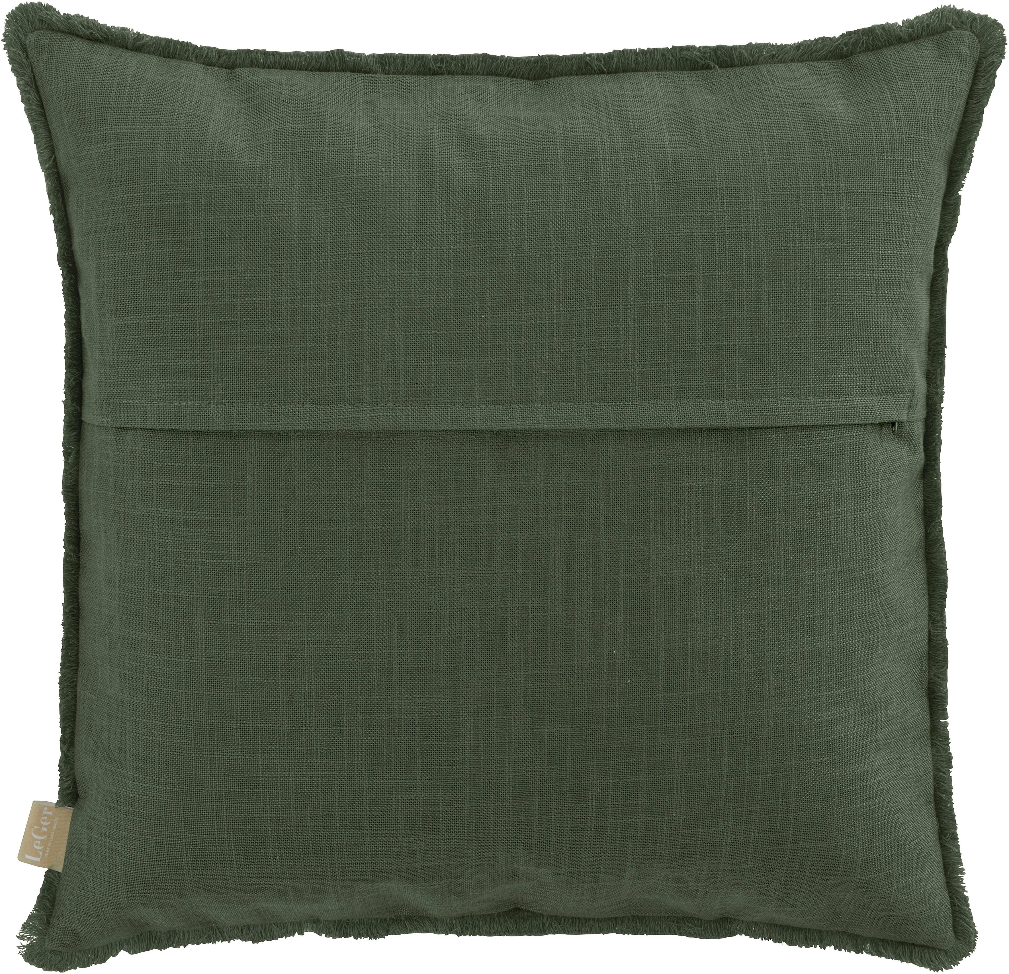 LeGer Home by Lena Gercke Dekokissen Marusha, Leinenoptik, 50x50 Dekokissen, Fransen, modern, ohne Füllung, 1 Stück