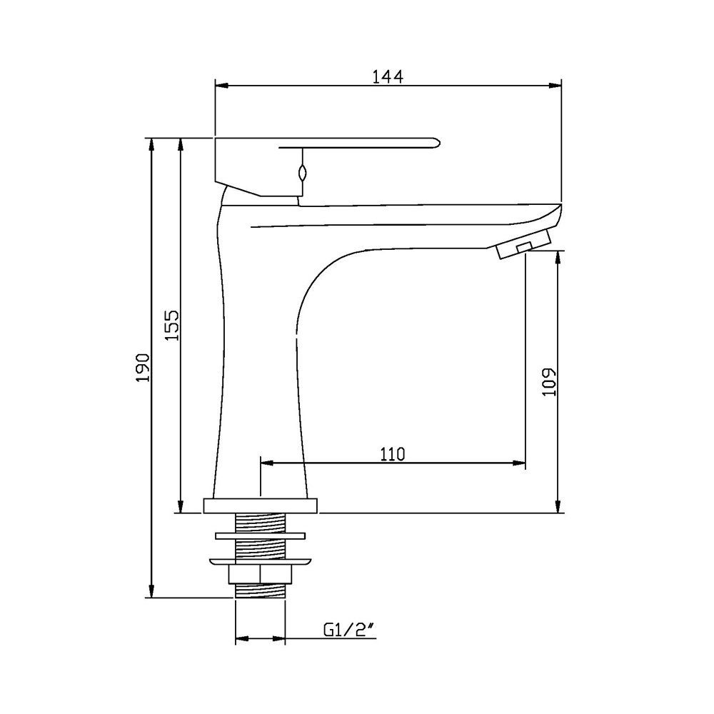 Chrom 1/2" Aloni (einzel, Einhand Kaltwasserhahn 1-St., ZS0925 Waschtischarmatur Aloni Einzel)