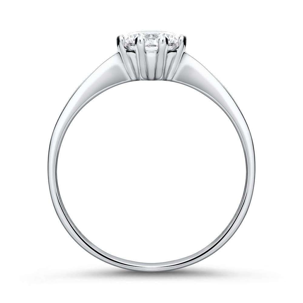 JEWLIX Verlobungsring 9K Weißgold Damenring Zirkonia Hauptstein und kleine Zirkonia VR0459-W