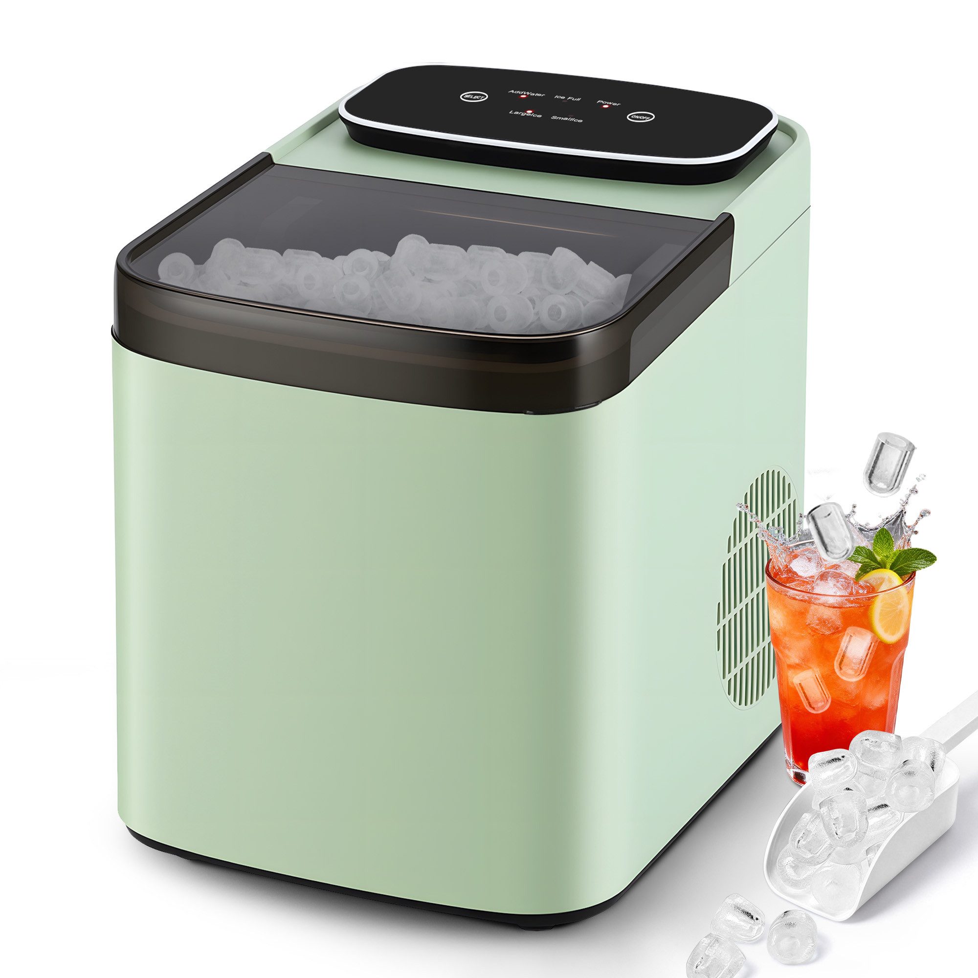 ZMH Eiswürfelmaschine Eiswürfelbereiter mit Tragbarem 2 Größen von Bullet Büro Camping Party, 1,3 Liter Eiswürfelbereiter 9 Eiswürfel in 6 Minuten 125W