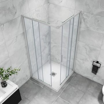 duschspa Dusch-Schiebetür Duschkabine Duschabtrennung Eckeinstieg Duschtür Schiebetür Glastür, Einscheibensicherheitsglas, (Set) Klarglas