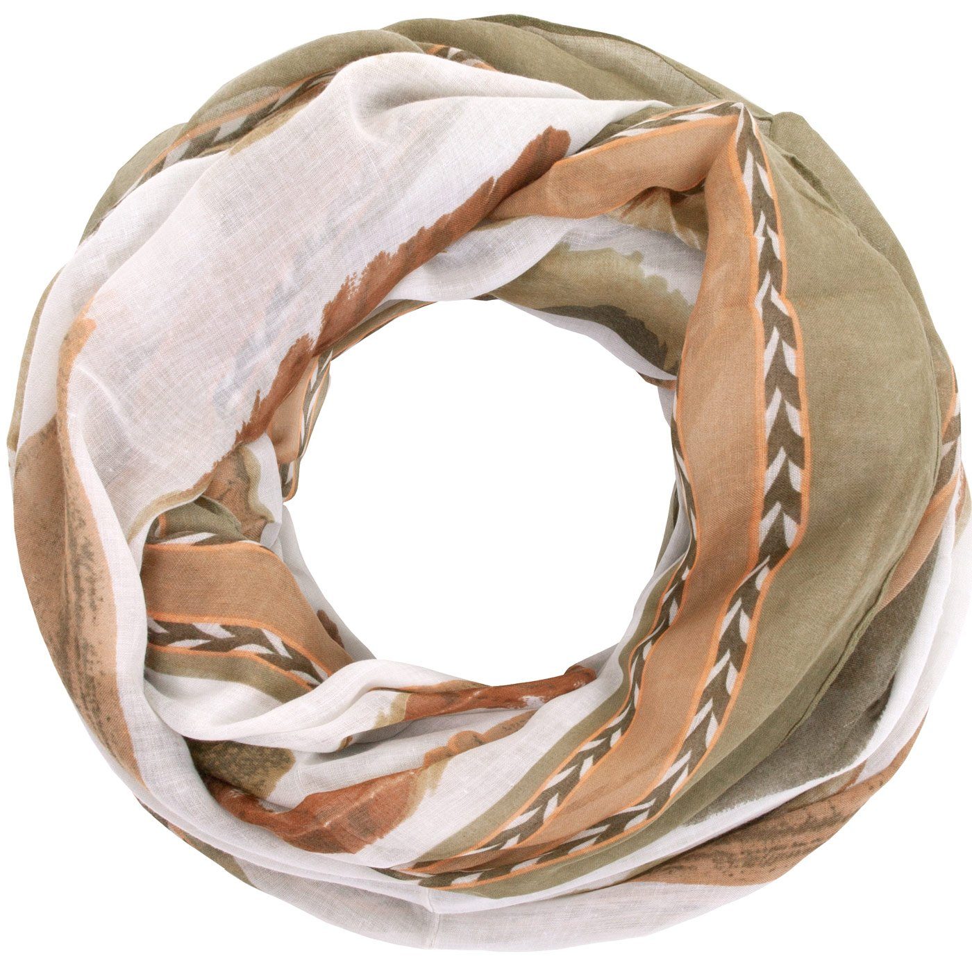 Faera Loop, Damen Schal gemalte Federn weich und leicht Damen Loop Rundscha günstig online kaufen