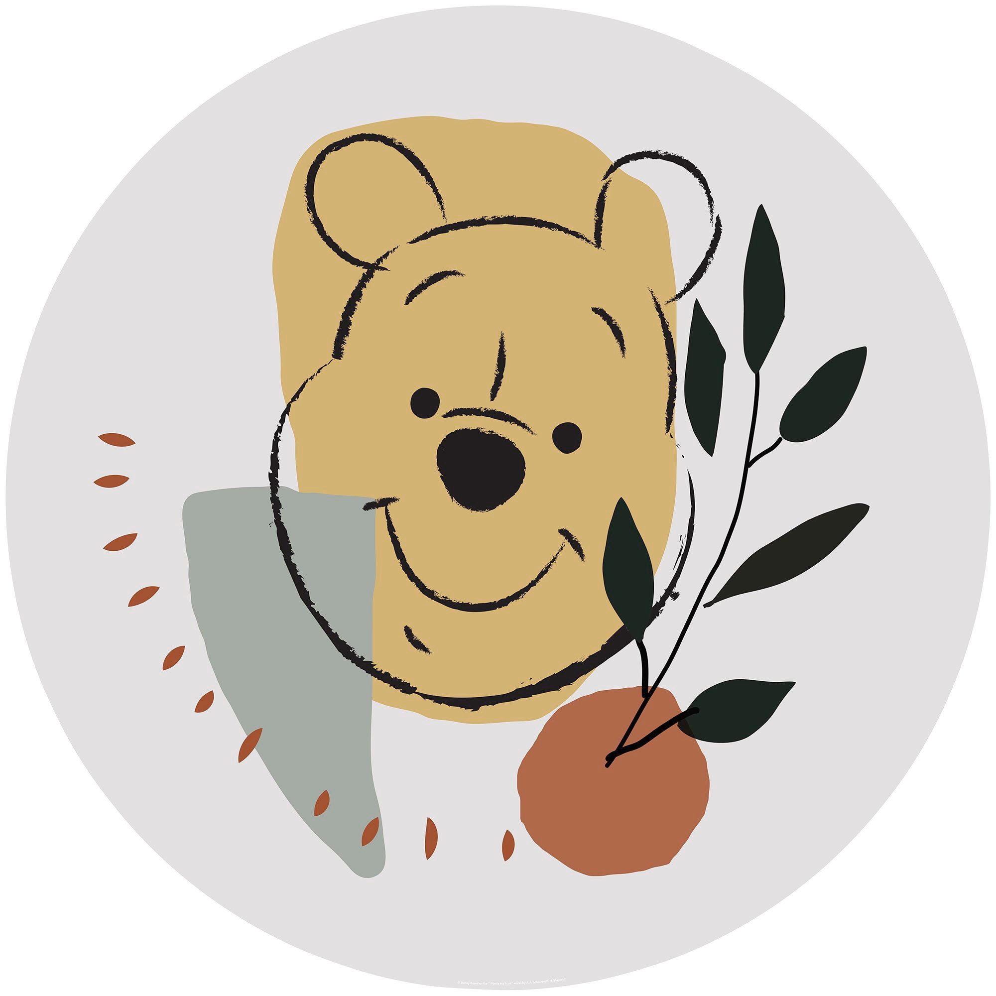 Komar Fototapete Vlies selbstklebend - Winnie the Pooh Smile - Größe 125 x 125 cm, glatt, bedruckt, Kinderzimmer