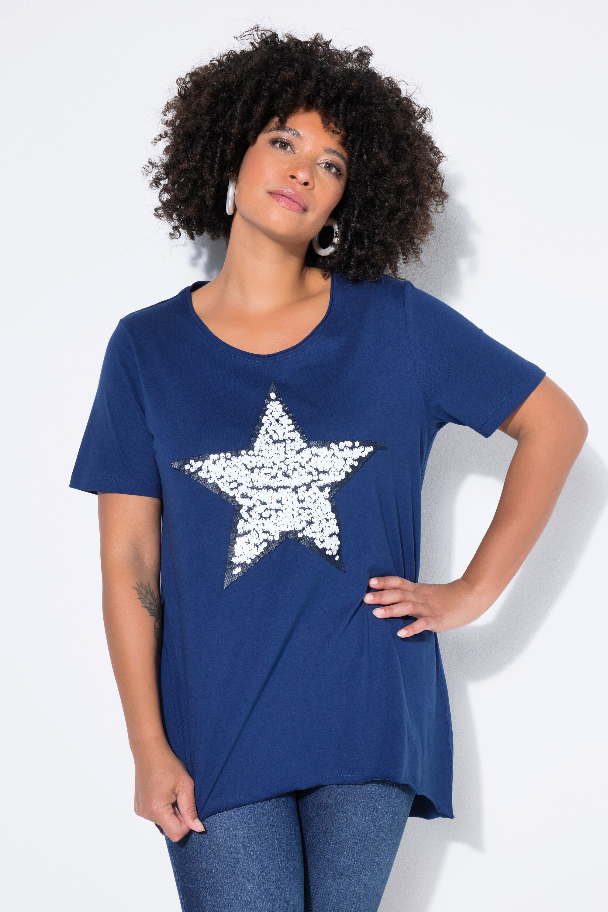 T-Shirt T-Shirt A-Linie Pailletten-Stern
