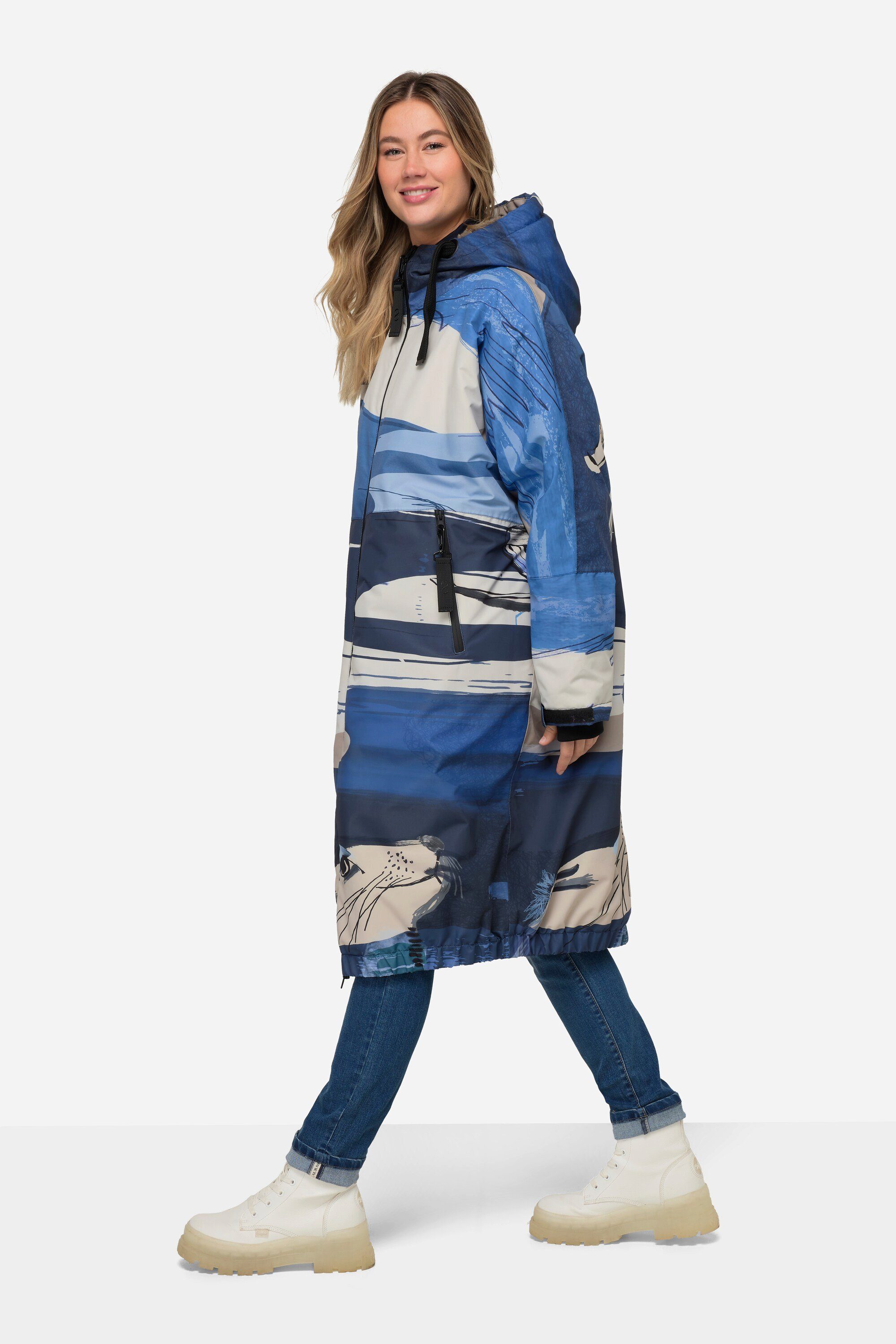 marine Funktions-Jacke oversized Laurasøn Wintermantel Allover-Print maritimer