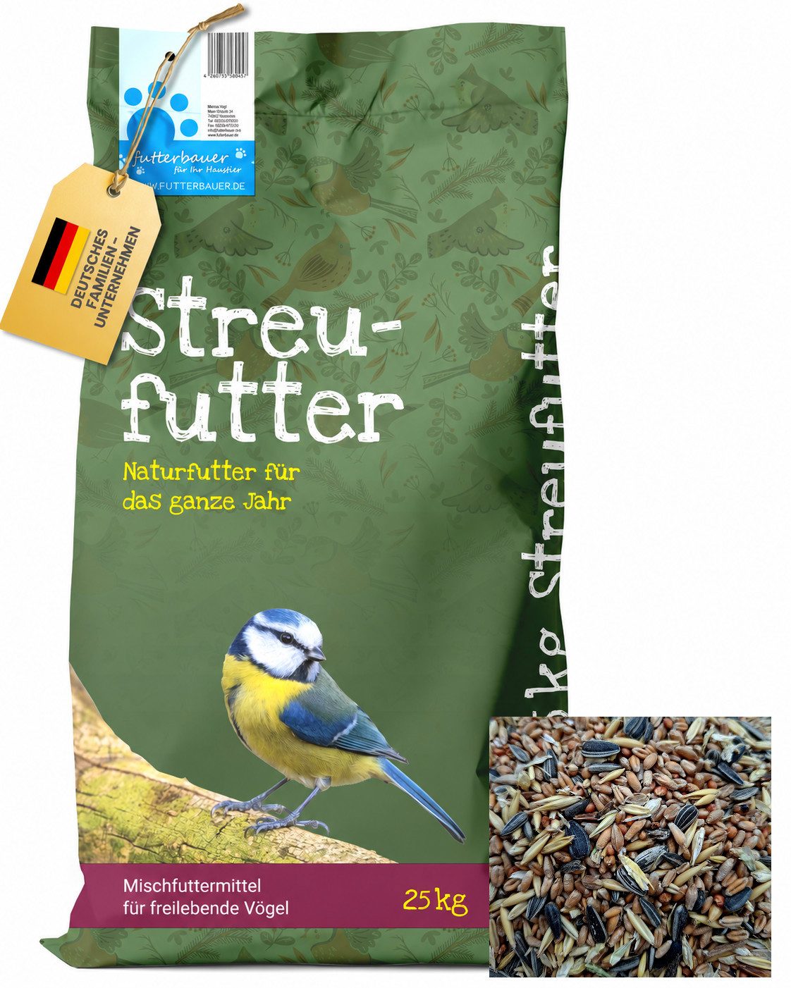 futterbauer Futterbauer 25 kg Streufutter Ganzjahresvogelfutter, für: Vogel