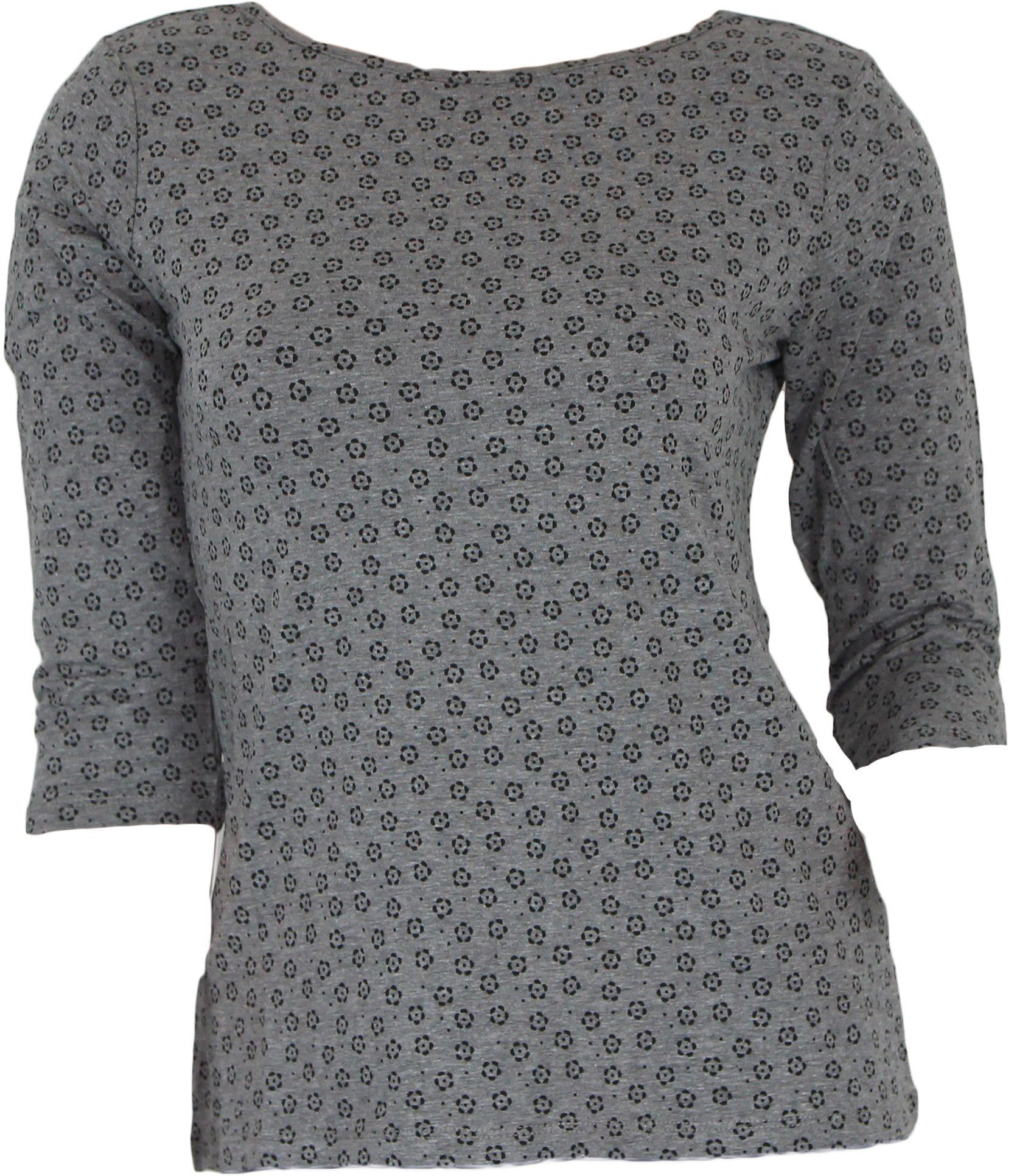 Iwie Rundhalsshirt Blumenmuster elastisch Grau