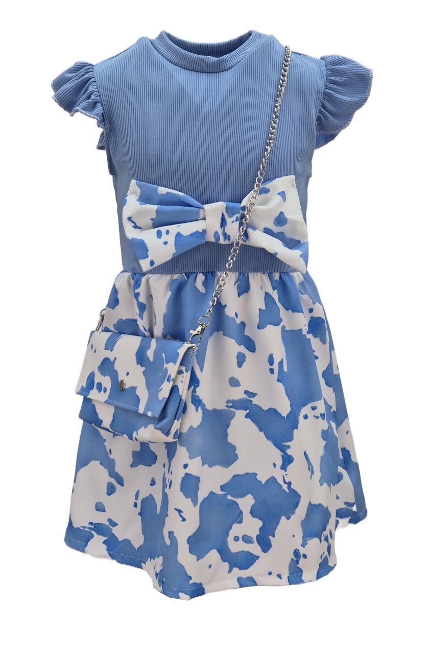 Girls Fashion Sommerkleid Mädchen Kleid Sommerkleid mit Tasche, K9286e