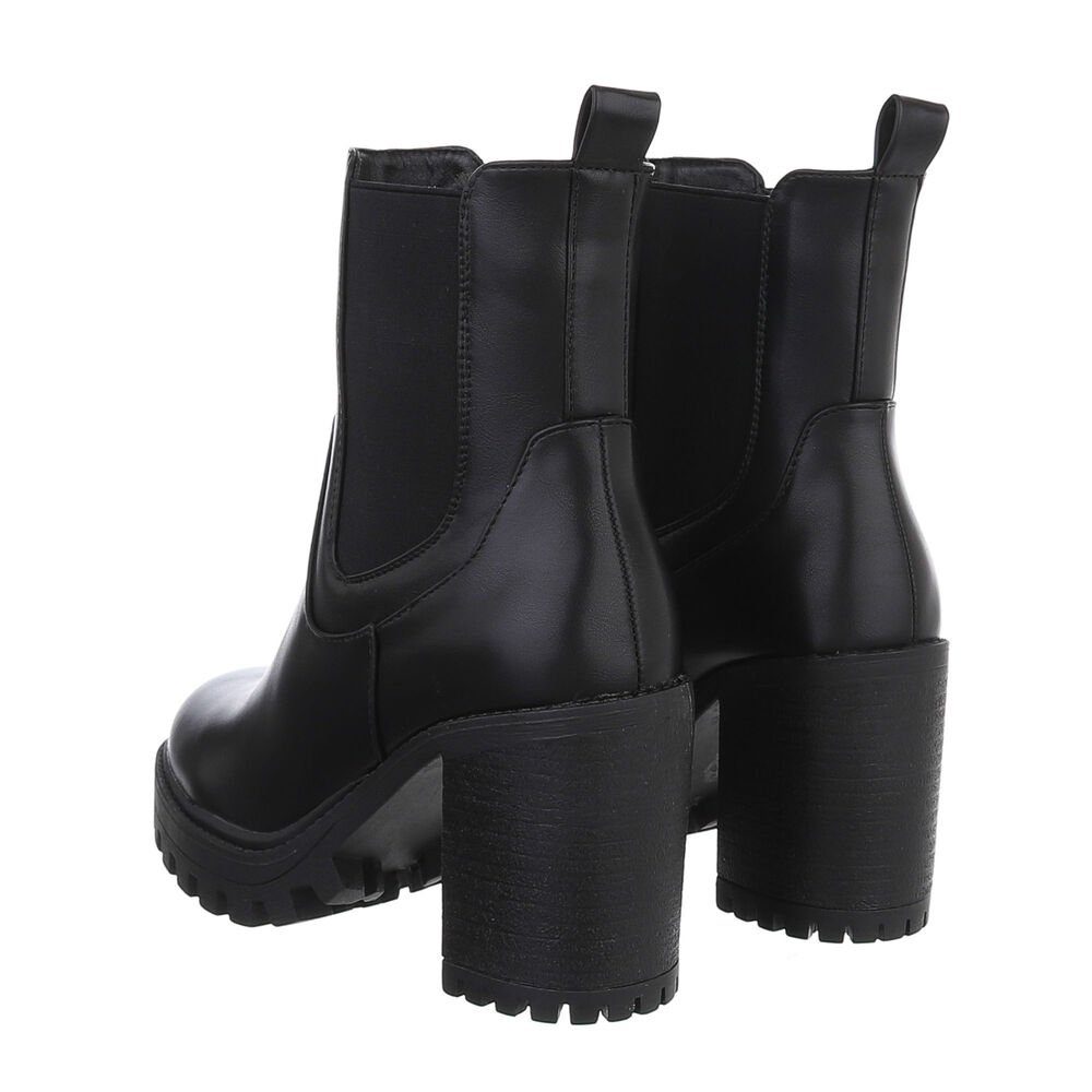 Ital-Design Damen Elegant Plateaustiefelette (84338091) Blockabsatz High-Heel Stiefeletten in Schwarz