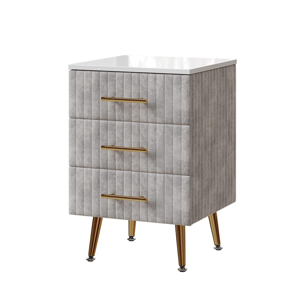 Vicco Nachtschrank Velia, Grau, 41 x 62 cm mit 3 Schubladen (1-St)