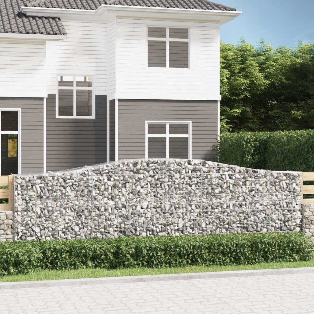 DOTMALL Gabionenzaun Gabionen mit Hochbogen 6 Stk. 400x50x120/140cm Verzinktes Eisen