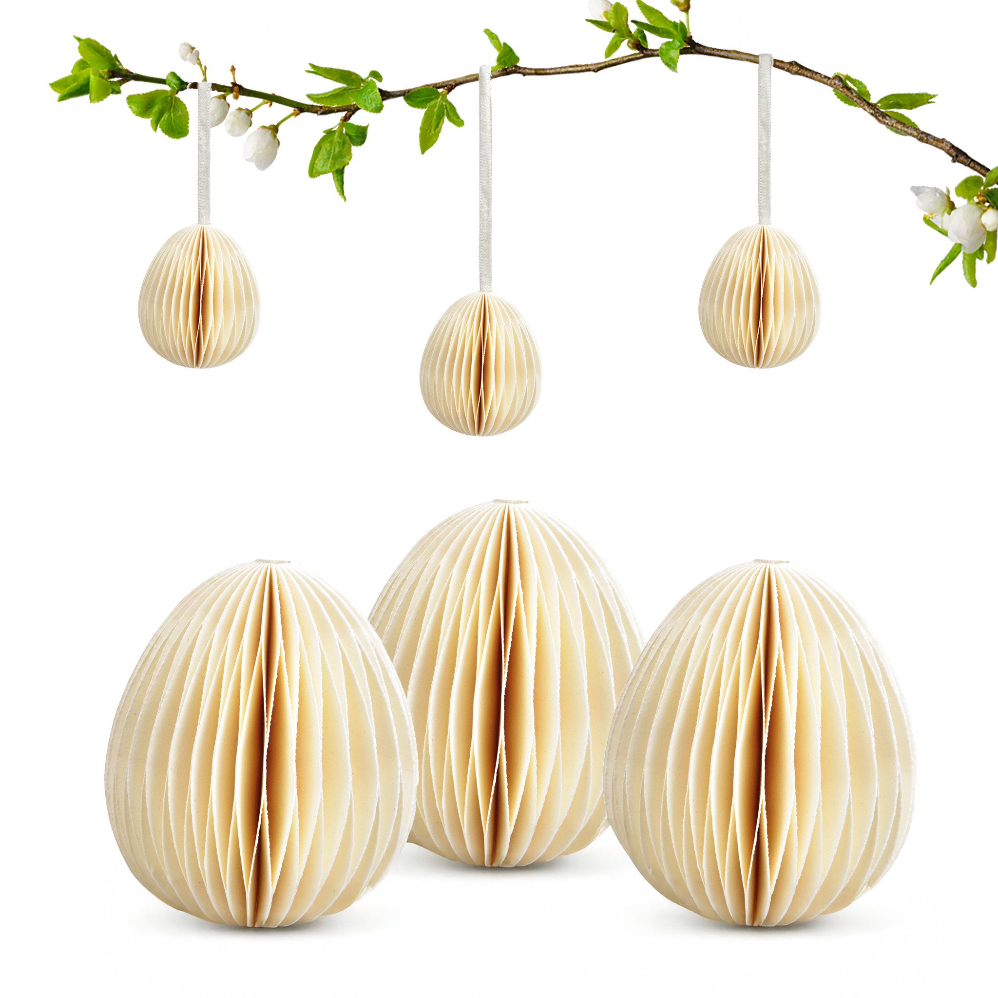 matches21 HOME & HOBBY Dekohänger Osterdeko Ostereier zum Aufhängen weiß 6er Set Dekohänger (6 St), Ø 6 x 6 cm als Frühlingsdeko aus Papier
