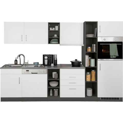 HELD MÖBEL Küchenzeile Paris, mit E-Geräten, Breite 290 cm, wahlweise mit Induktionskochfeld
