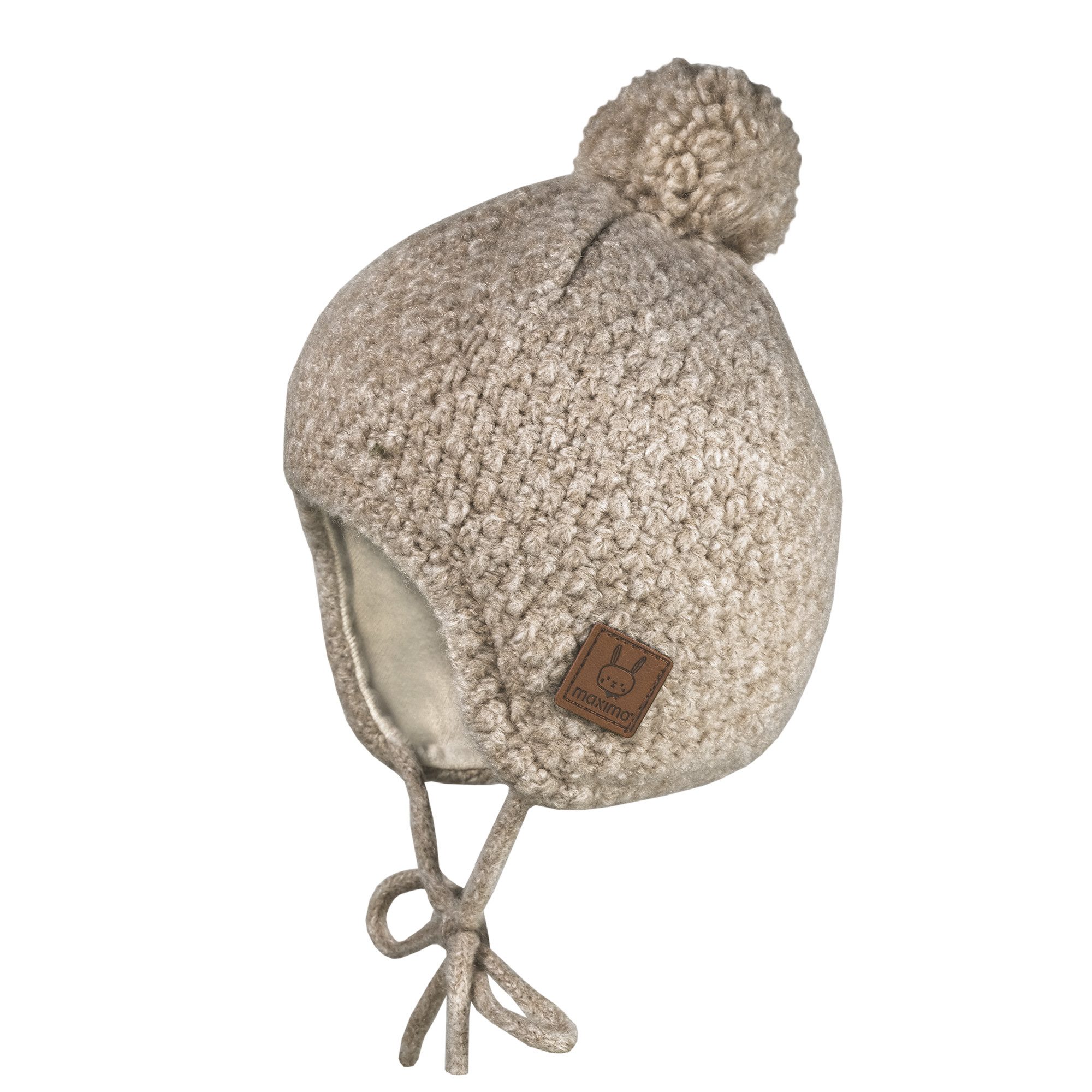 MAXIMO Bommelmütze weiche Wollmischung, Bommel, Bindeband, gefüttert