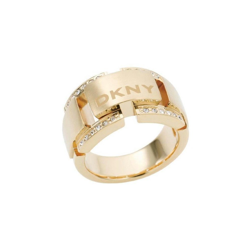 DKNY Fingerring Damen, aus Edelstahl, Go...