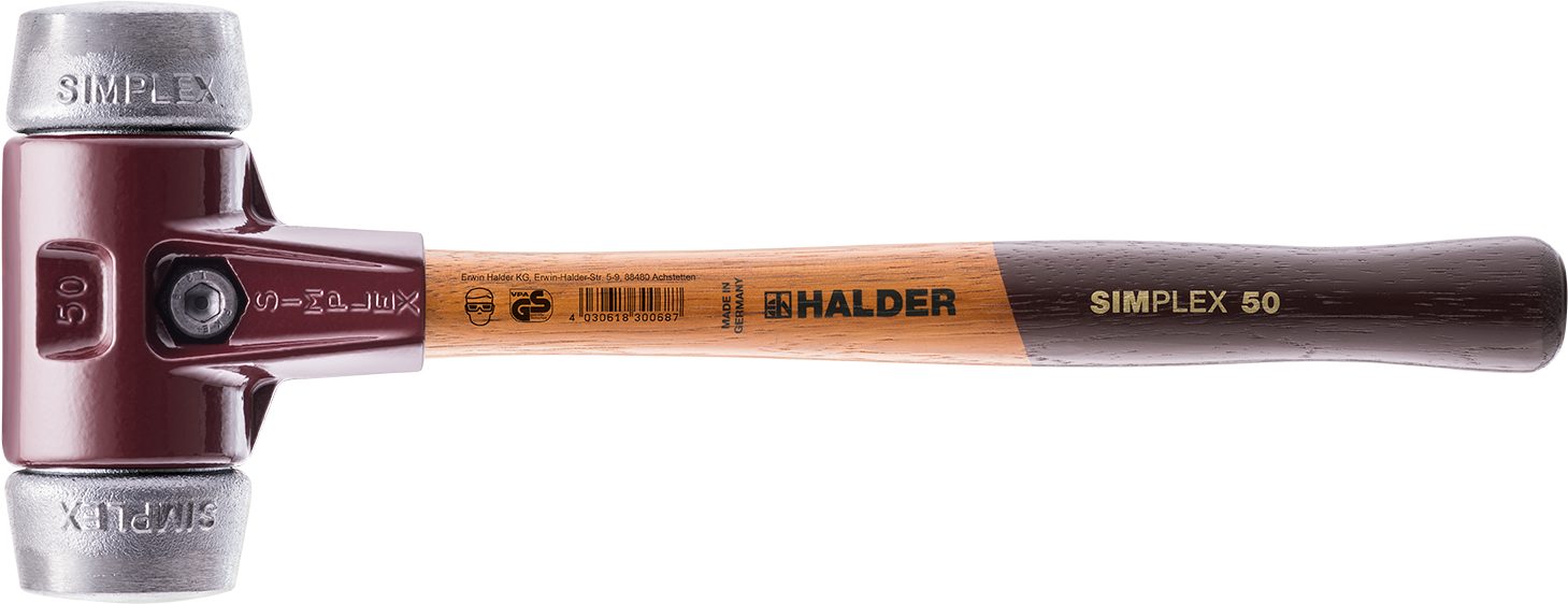 Halder KG Hammer SIMPLEX-Vorschlaghammer, mit Stahlgussgehäuse und Hickorystiel Ø=80 mm