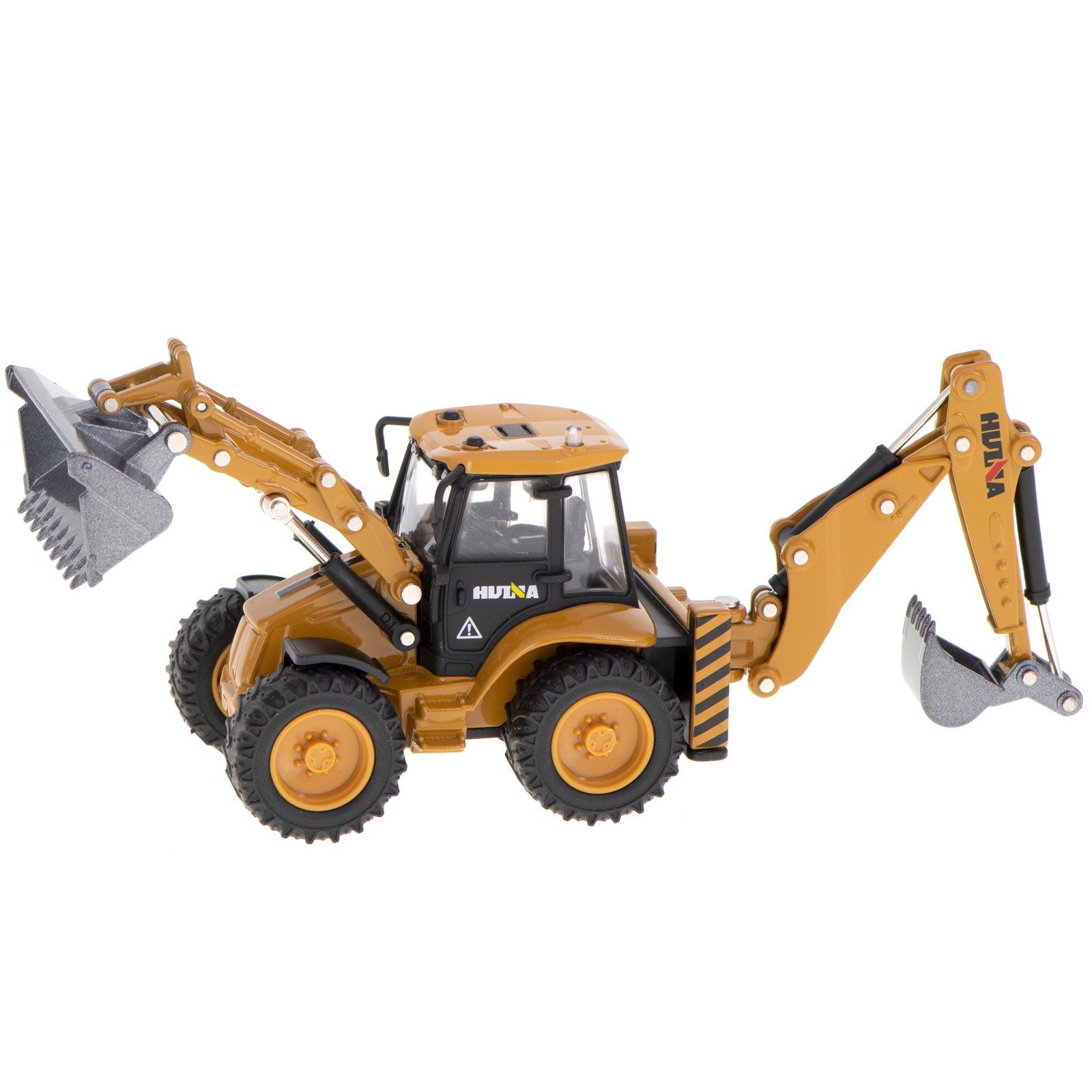 Ikonka Spielzeug-Bagger Baggerlader Radlader Baufahrzeug, (Spar-Set, 1-tlg., 20x5,5x6,5 cm beweglich), Metall-Druckguss, bewegliche Schaufeln, Gummireifen