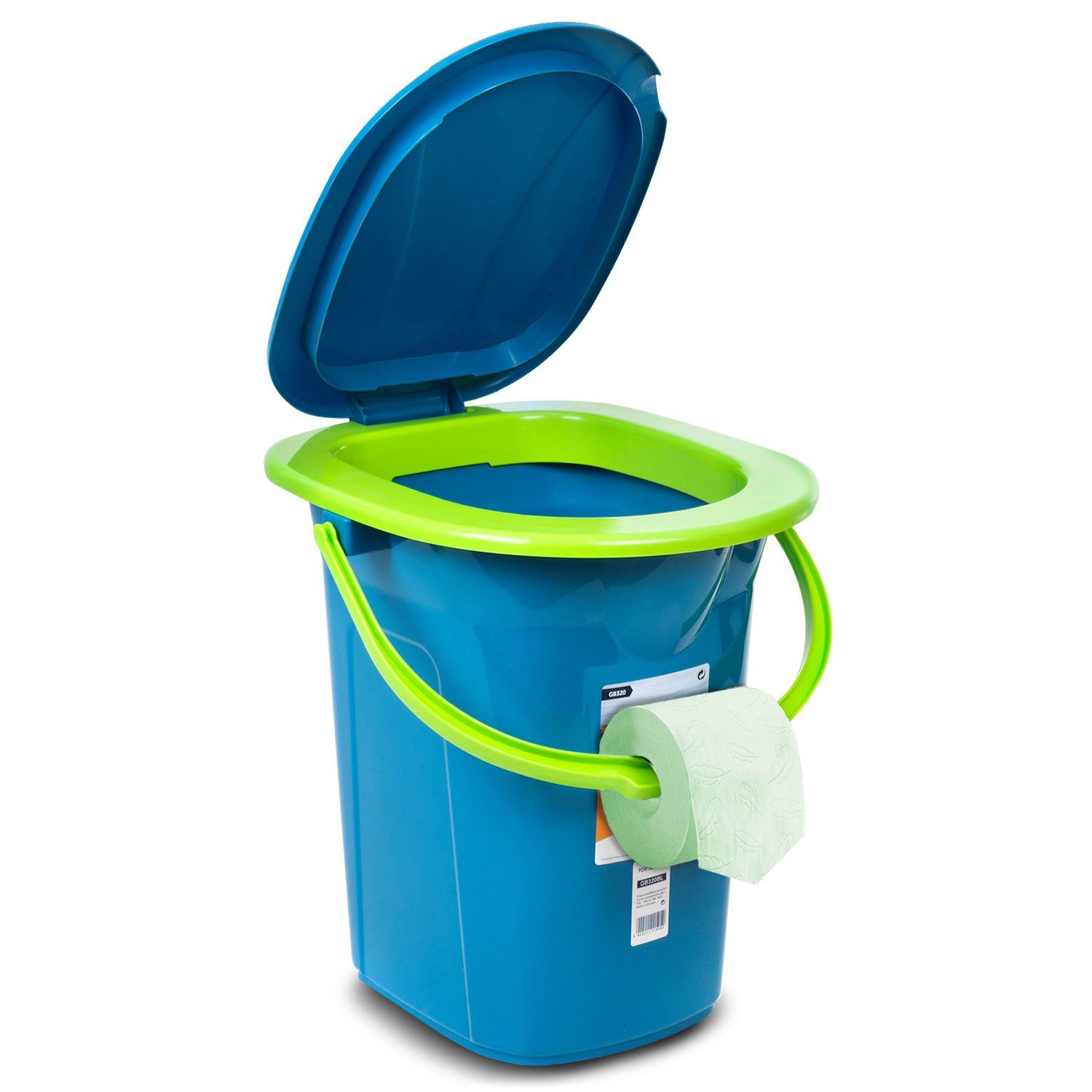 GreenBlue Campingtoilette GB320 Tragbarer Toiletten-Eimer mit Tragegriff 19L, Toilettenpapierhalter, Auskipp-Hilfe für Camping, Wohnwagen, Boot – Bild 3 von 5