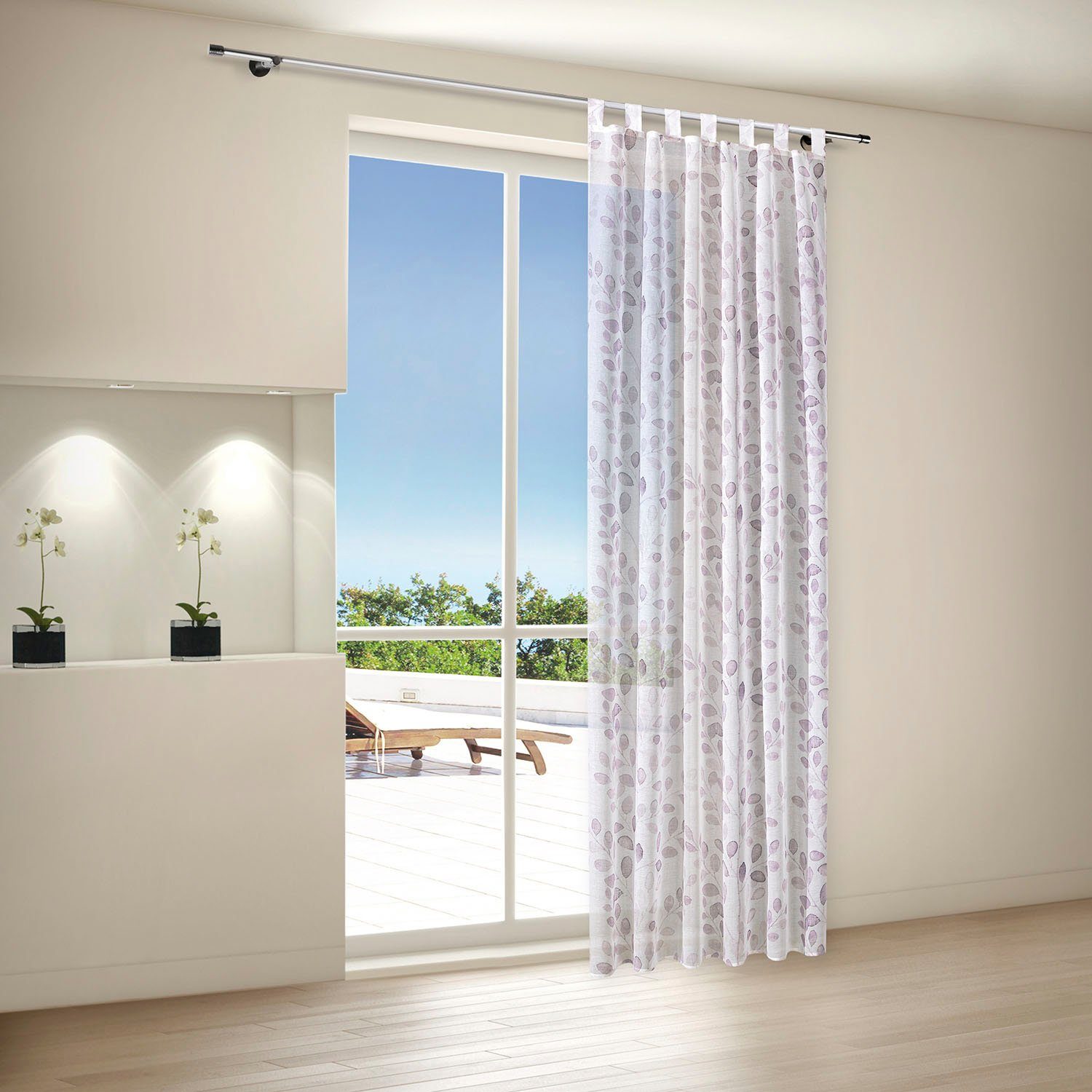 Gerster Gardine Odile (1 St), Schlaufen, halbtransparent, Wirkware, Schlaufenschal "Odile" bedruckt