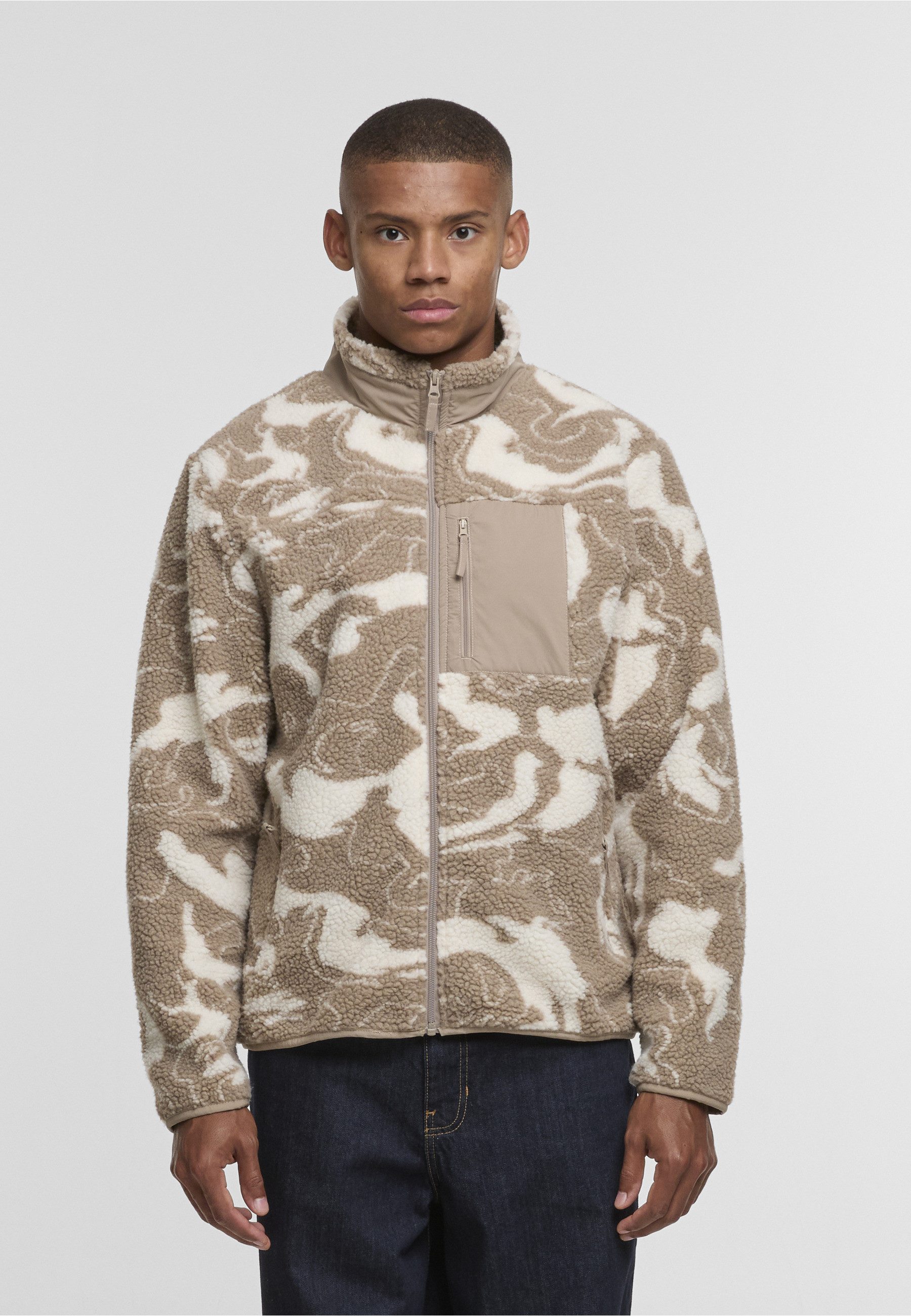 URBAN CLASSICS Allwetterjacke Urban Classics Pattern Teddy Trackjacket (1-St)