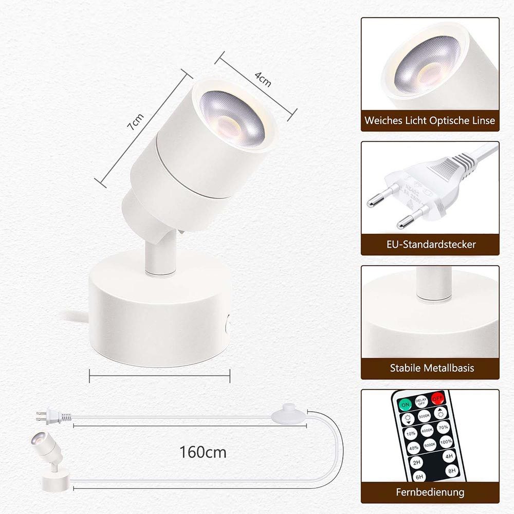 MUPOO LED Wandstrahler Dimmbar 5W LED-Strahler Innen mit Fernbedienung, Tim günstig online kaufen