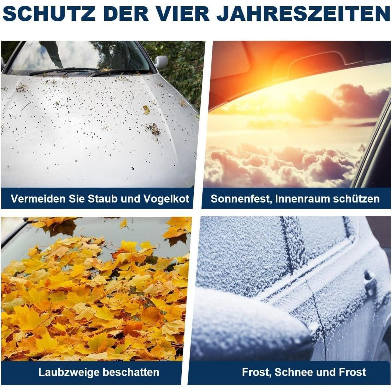 LuxusKollektion Autoplane Frontscheibenabdeckung Auto Winterabdeckung Schnee Frost Sonne Silber