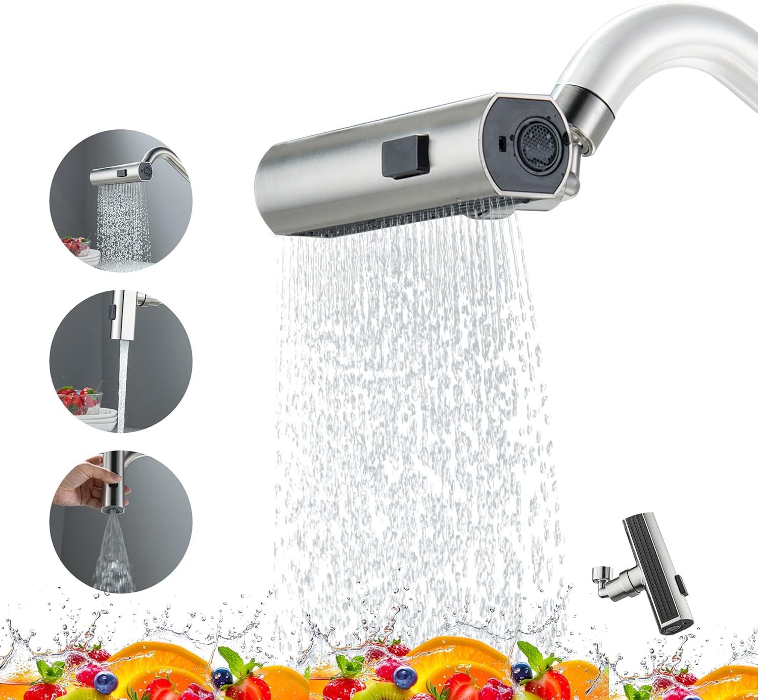 LIANNA Waschtischarmatur 360° Wasserhahnverlängerung für die Küche, Sprühaufsatz für die Küche, (set, Armatur mit Ablaufkelch undVerschluss, Mischbatterie) schwenkbarer Wasserhahnbelüfter mit 3 Modi, Haushaltswaren