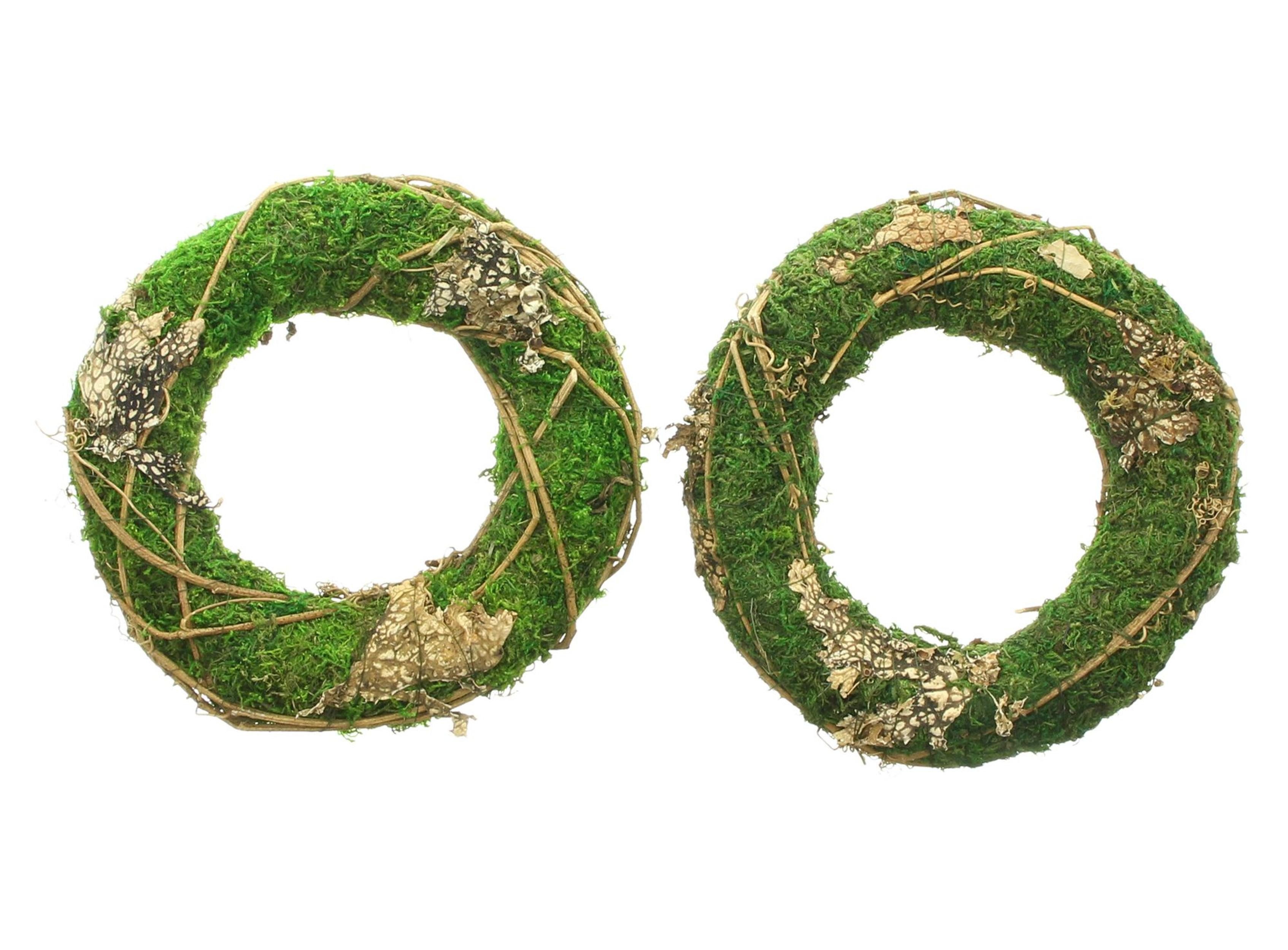 Dekokranz 2x Mooskranz Petit Naturmoss Zweige Rinde Ø 20cm