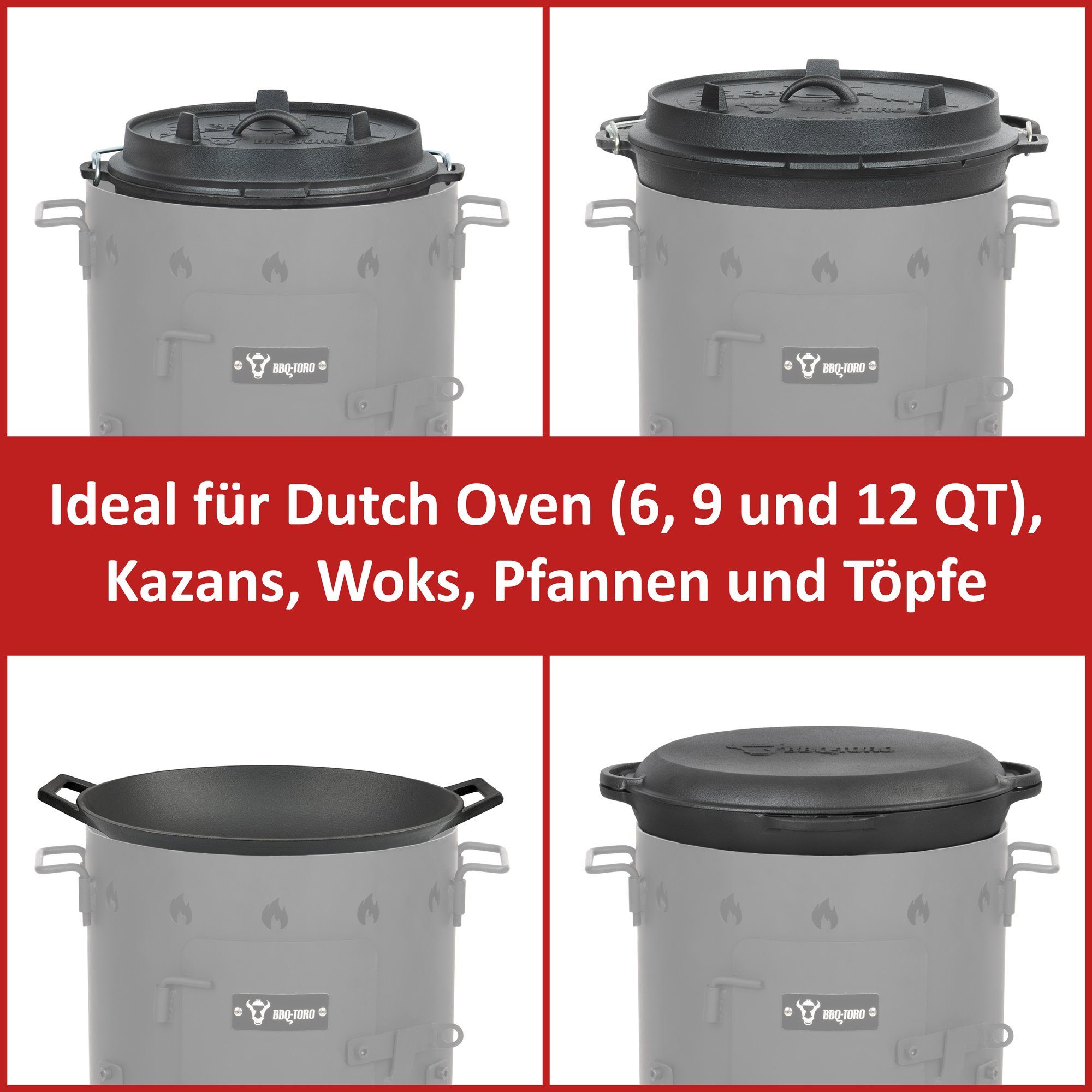 BBQ-Toro Feuerstelle Kazan Ofen Ø 35 cm, Gulaschkessel, Feuerkessel, Outdoor Ofen, Utschak, (1-St), Seitliche Griffe zum Transport