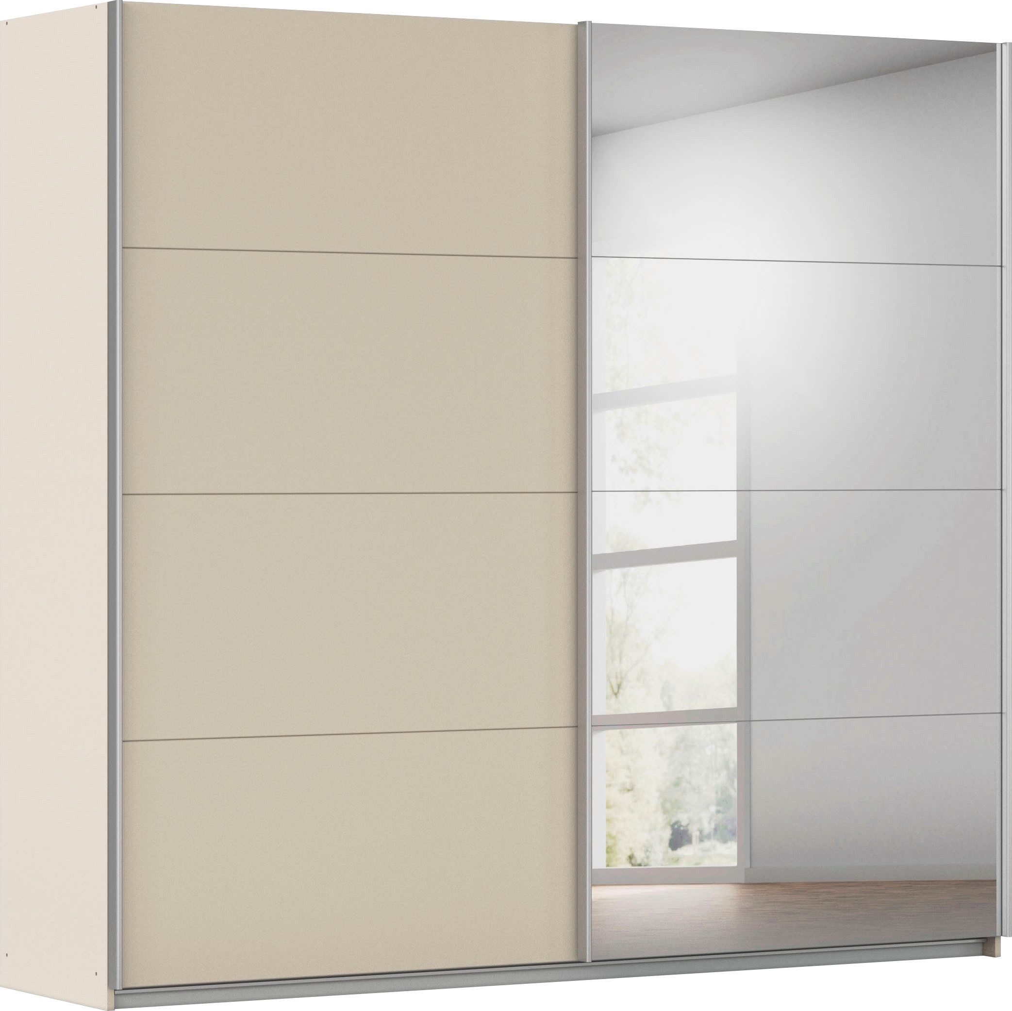 OTTO home Schwebetürenschrank Kleiderschrank Schrank Garderobe Schlafzimmerschrank THANOS (3 verschiedene Ausstattungen BASIC/CLASSIC/PREMIUM (inkl. SOFT-CLOSE) Optional mit Spiegel, Metall-Griffleisten alufarben MADE IN GERMANY