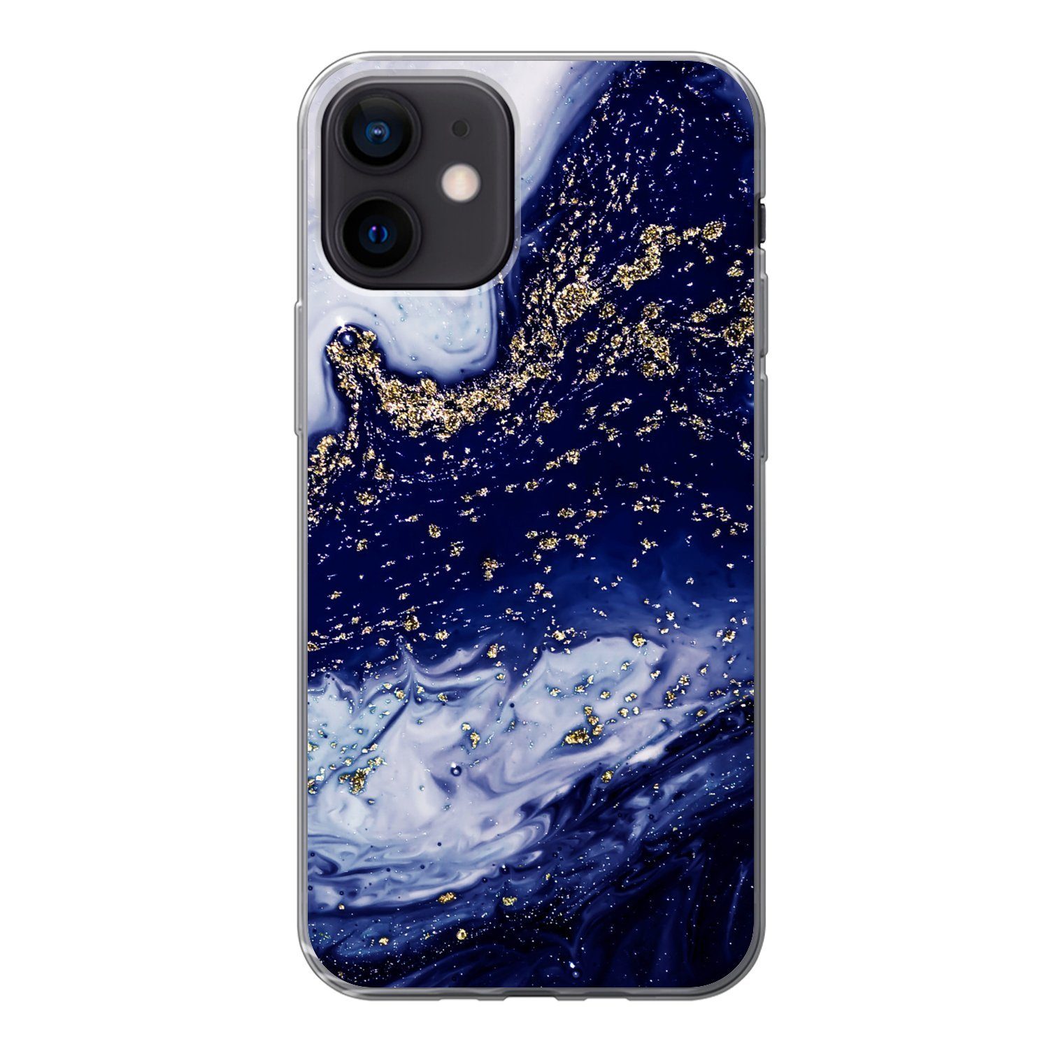 MuchoWow Handyhülle für Apple iPhone 12 Marmor - Gold - Natursteine, Smartphone-Bumper, Print, Handy Schutzhülle Dünn